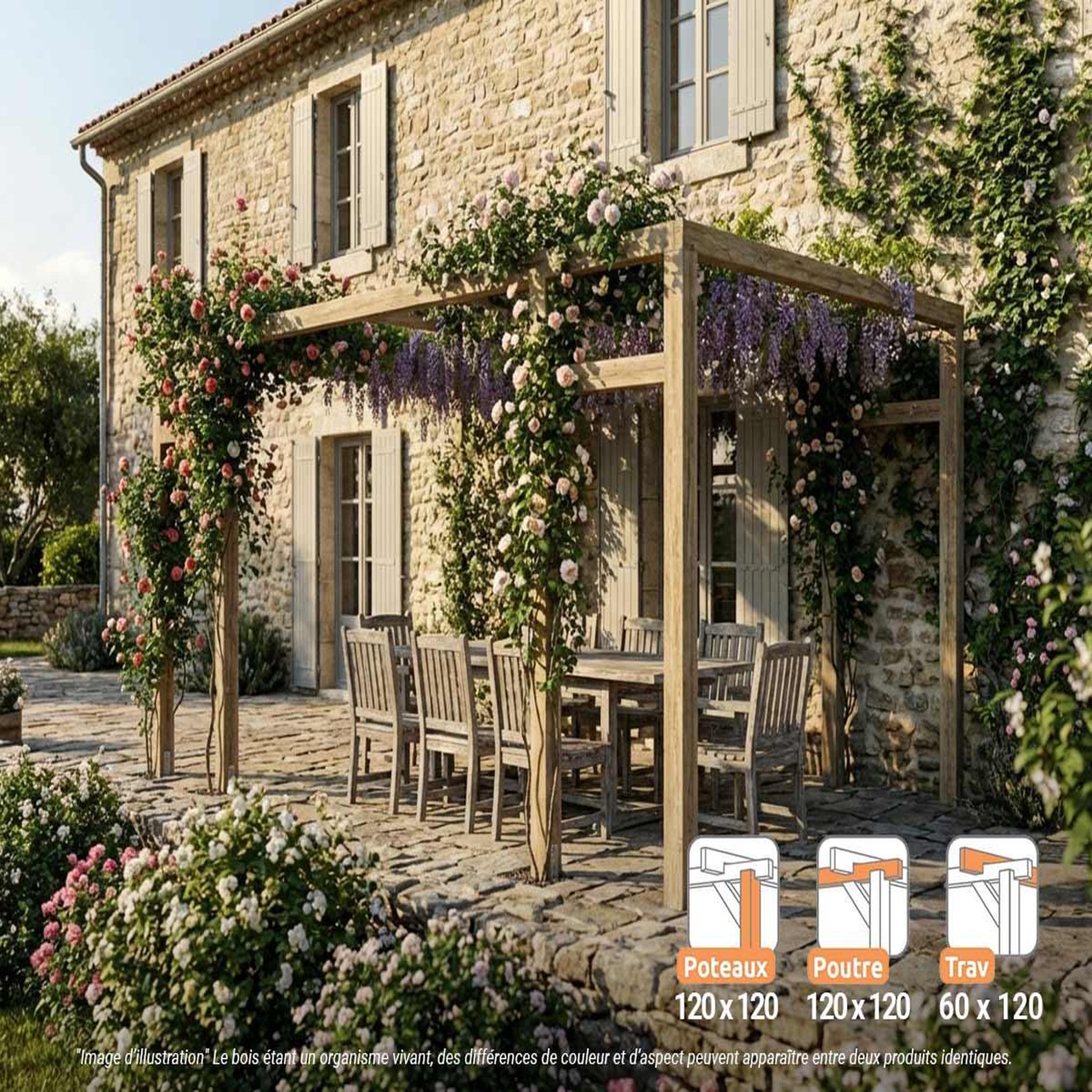 JARDIDECO Pergola en bois lamellé-collé montreuil 500 x 300 cm - maderland