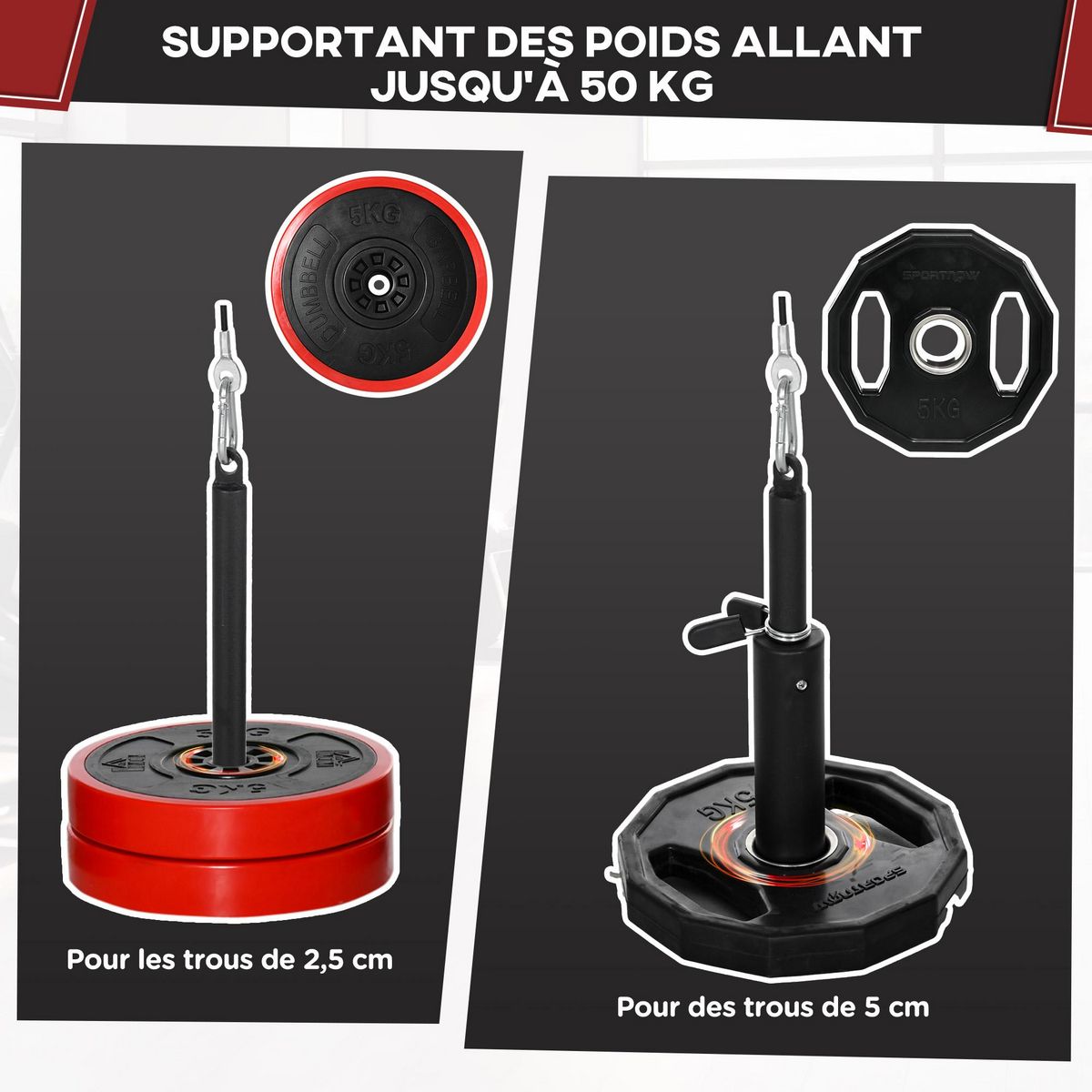 HOMCOM Station de musculation - station de traction poulie haute à fixer au plafond - barre traction et autres accessoires inclus