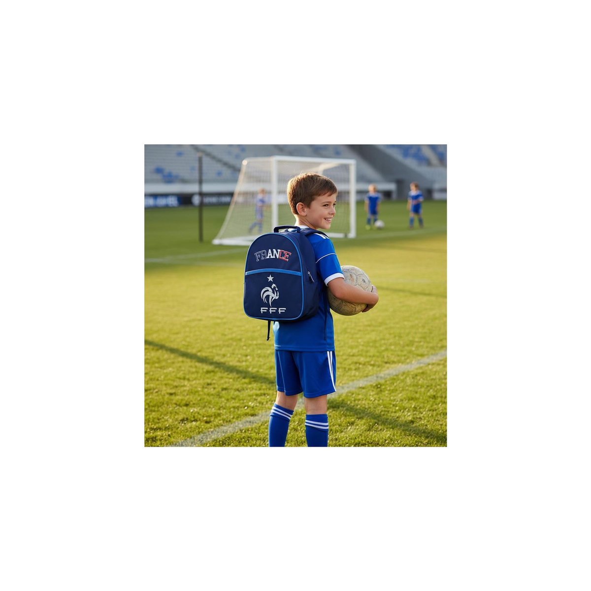 FFF Sac à dos enfant - Bleu - Fédération Française de Football - 25 x 13 x 21 cm