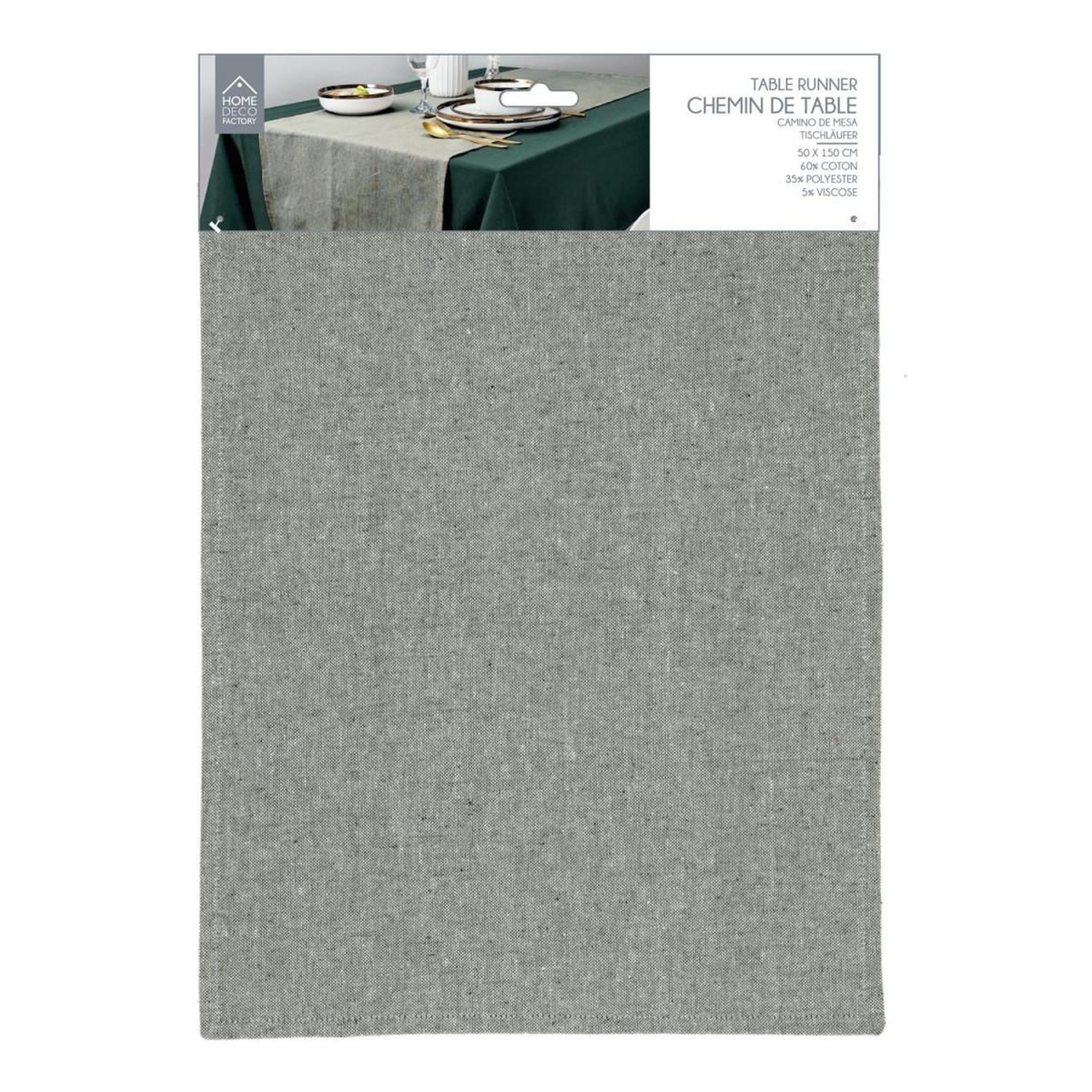 Voir la diapositive 4 : The Home Deco Factory Chemin de table déco  lunabel  50x150cm vert olive