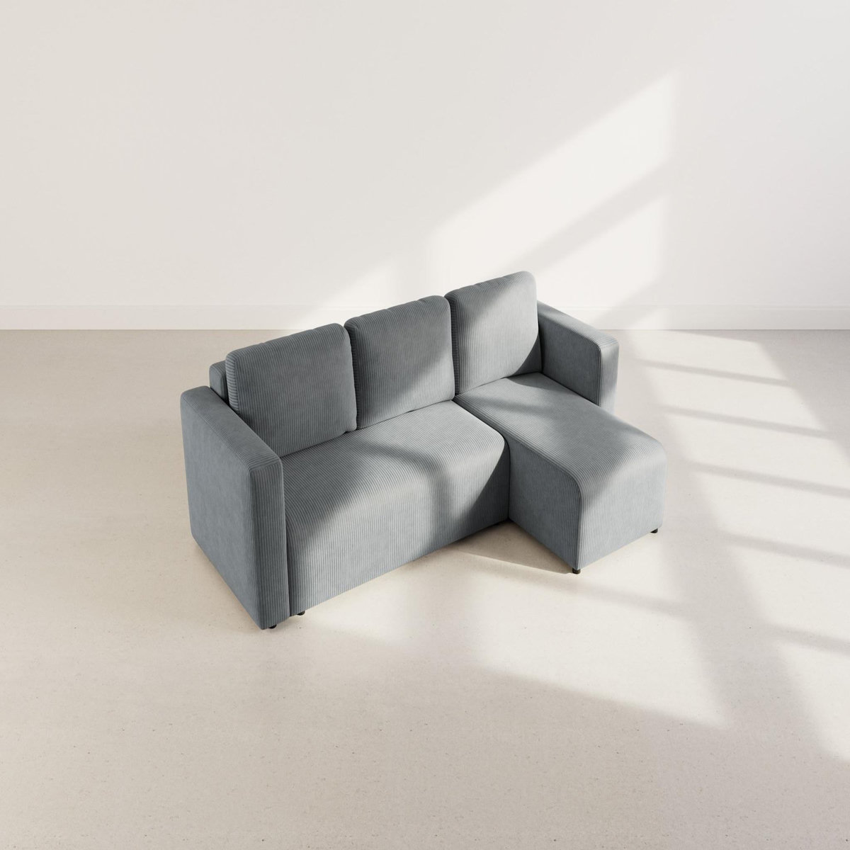 BEST MOBILIER Canopy - canapé d'angle réversible 4 places convertible avec coffre en velours côtelé