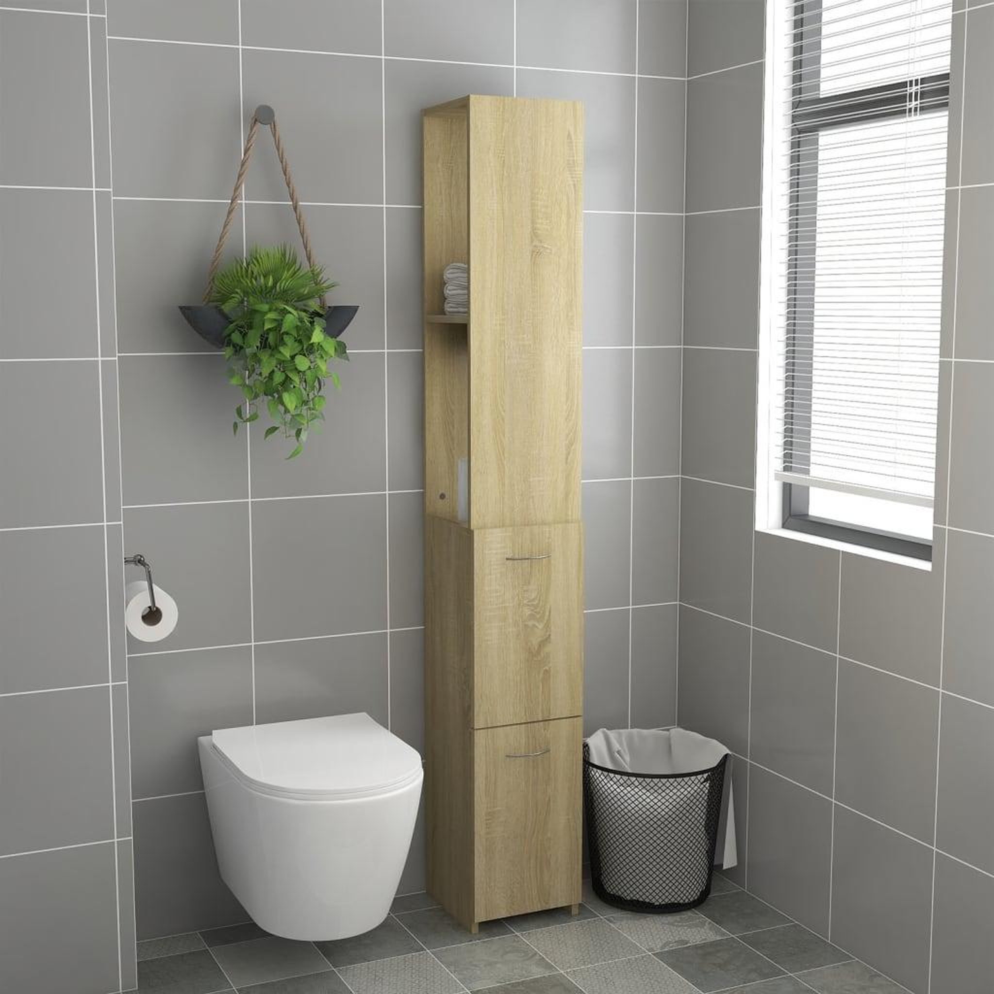 Voir la diapositive 3 : VIDAXL Armoire salle de bain chene sonoma 25x26,5x170 cm