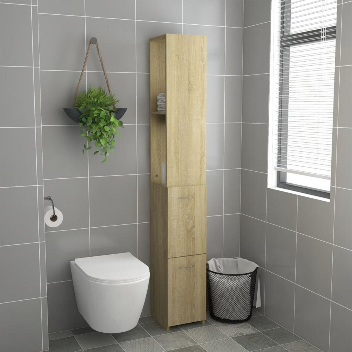 VIDAXL Armoire salle de bain chene sonoma 25x26,5x170 cm