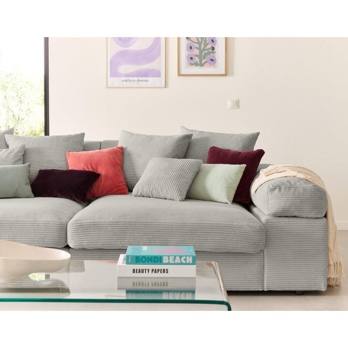 LISA DESIGN Aspen - canapé 4 places - assise profonde - velours côtelé