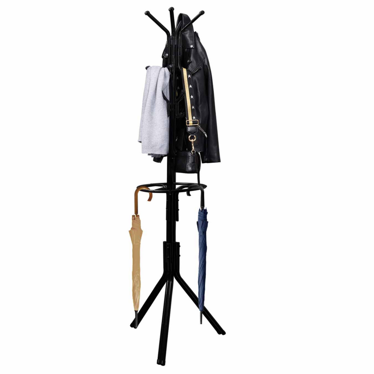 ID MARKET Porte-manteau TYLO noir avec porte parapluie