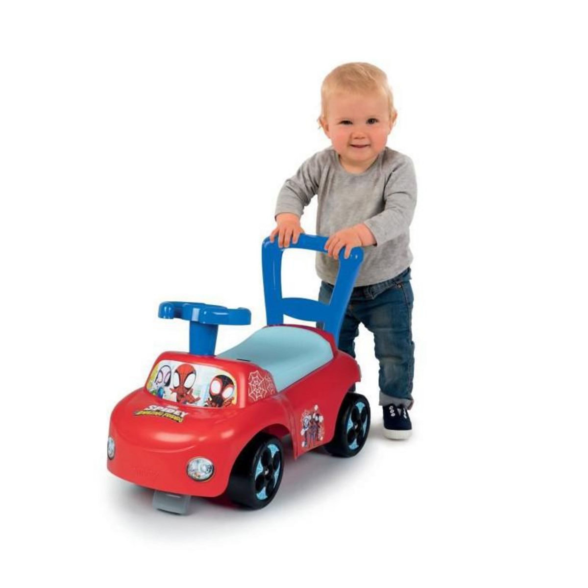 SMOBY SMOBY - SPYDEY Porteur auto - Fonction Trotteur - Volant Directionnel