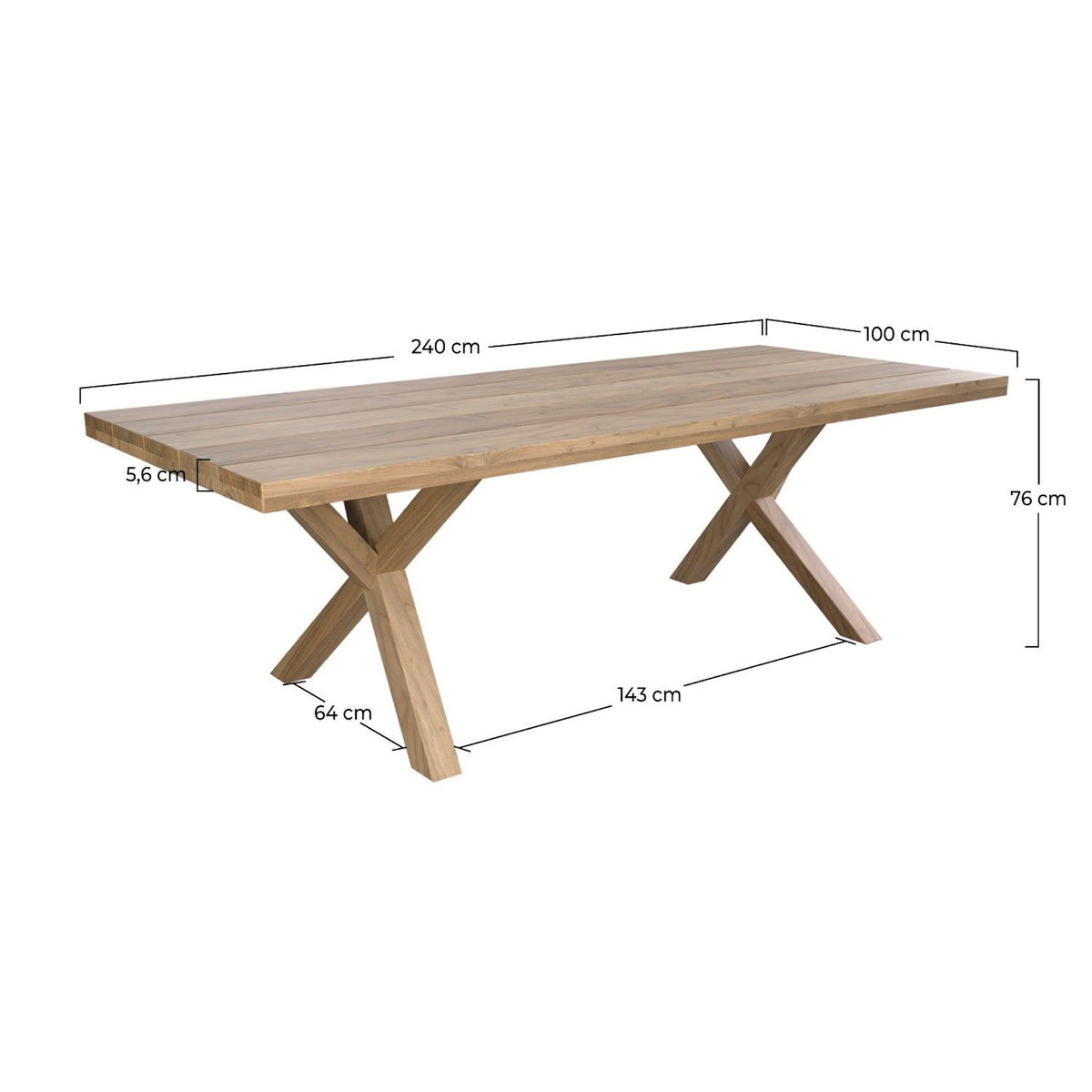 Rendez vous déco Table de jardin en bois de teck massif 10 personnes-Soraya