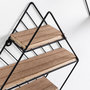 Voir la diapositive 3 : VS VENTA-STOCK Set de 2 étagères murales Diamante en métal noir et bois de paulownia