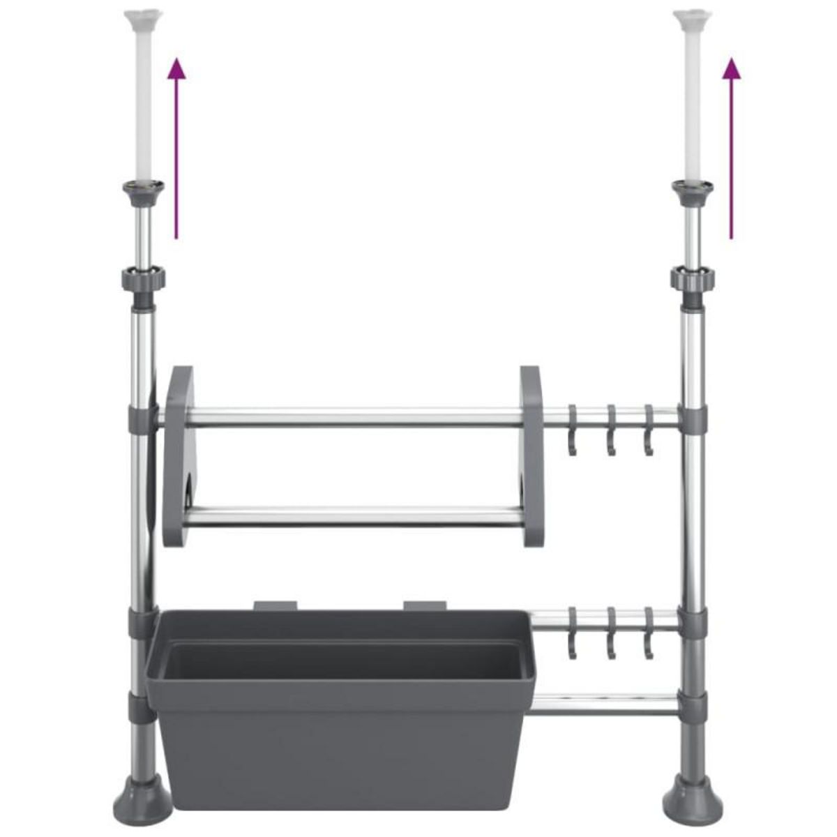 VIDAXL Organisateur de cuisine réglable Aluminium