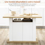 Voir la diapositive 4 : HOMCOM Table à manger ilot central cuisine 4-6 personnes blanc naturel