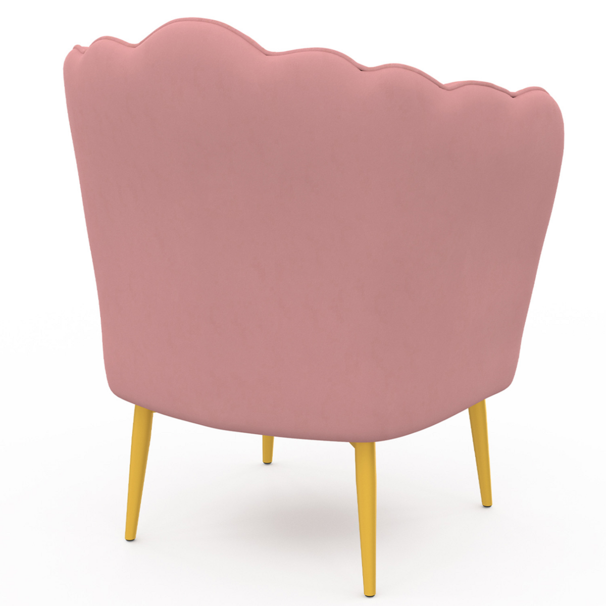 ID MARKET Fauteuil coquillage ADELLA rose en velours pieds dorés