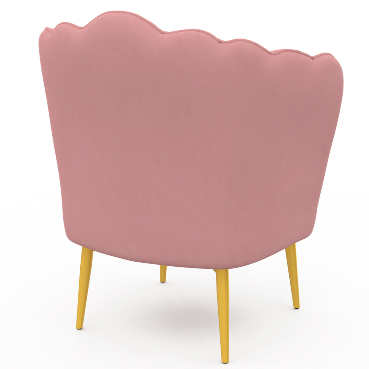 ID MARKET Fauteuil coquillage ADELLA rose en velours pieds dorés