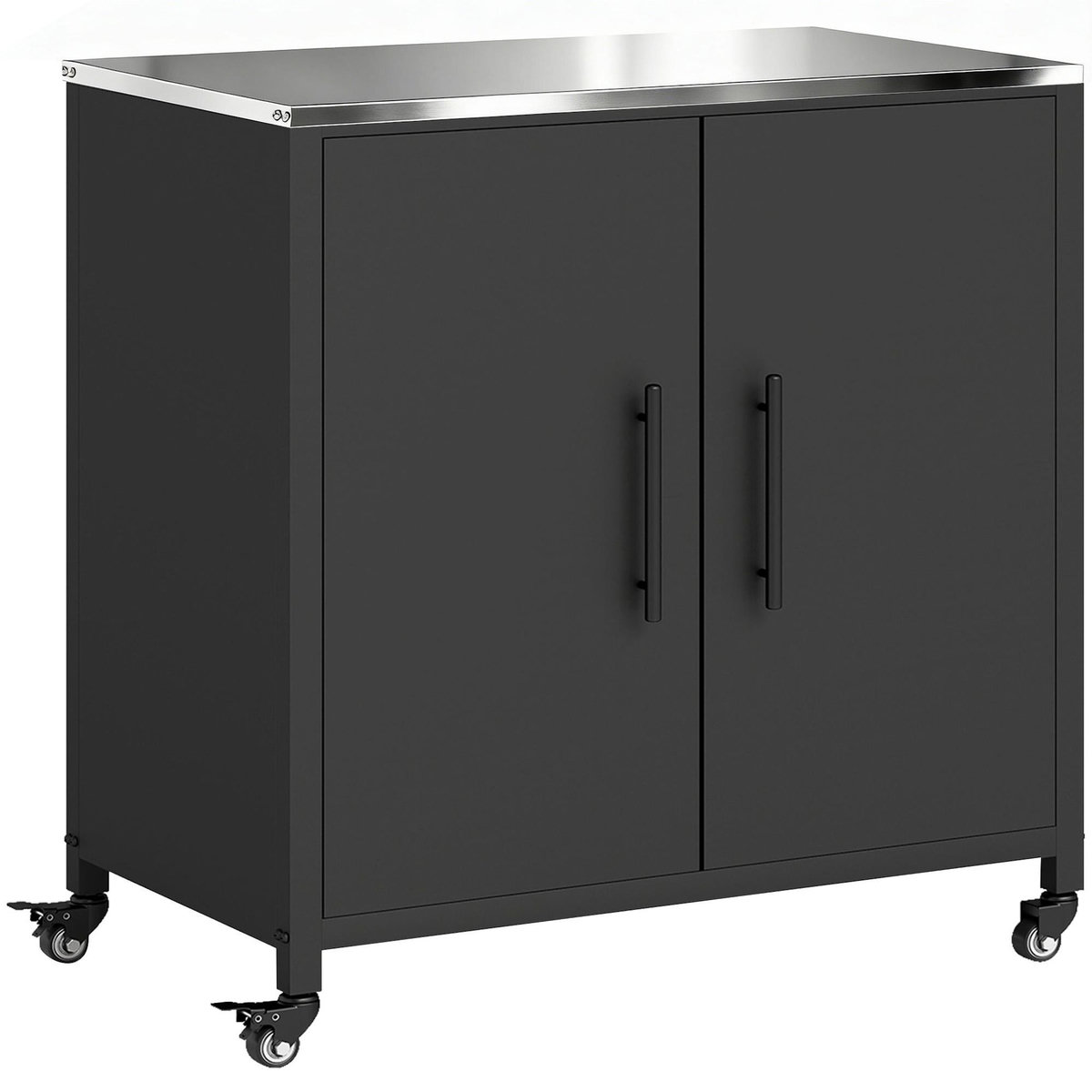 OUTSUNNY Meuble de Rangement de Jardin en Métal avec Roulettes Noir