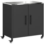 OUTSUNNY Meuble de Rangement de Jardin en Métal avec Roulettes Noir