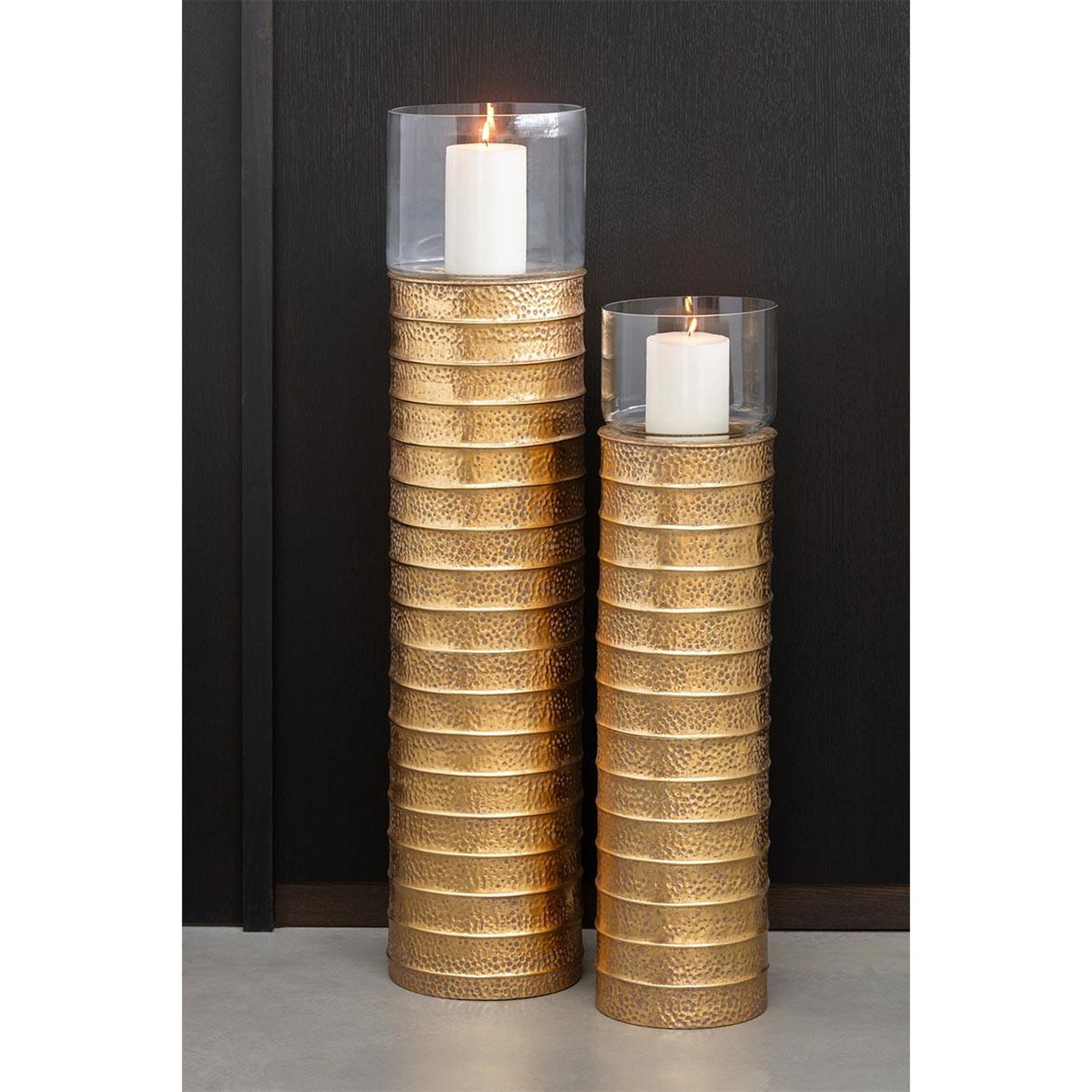 Voir la diapositive 5 : J-LINE Bougeoir déco piler en métal  egypte  108cm or
