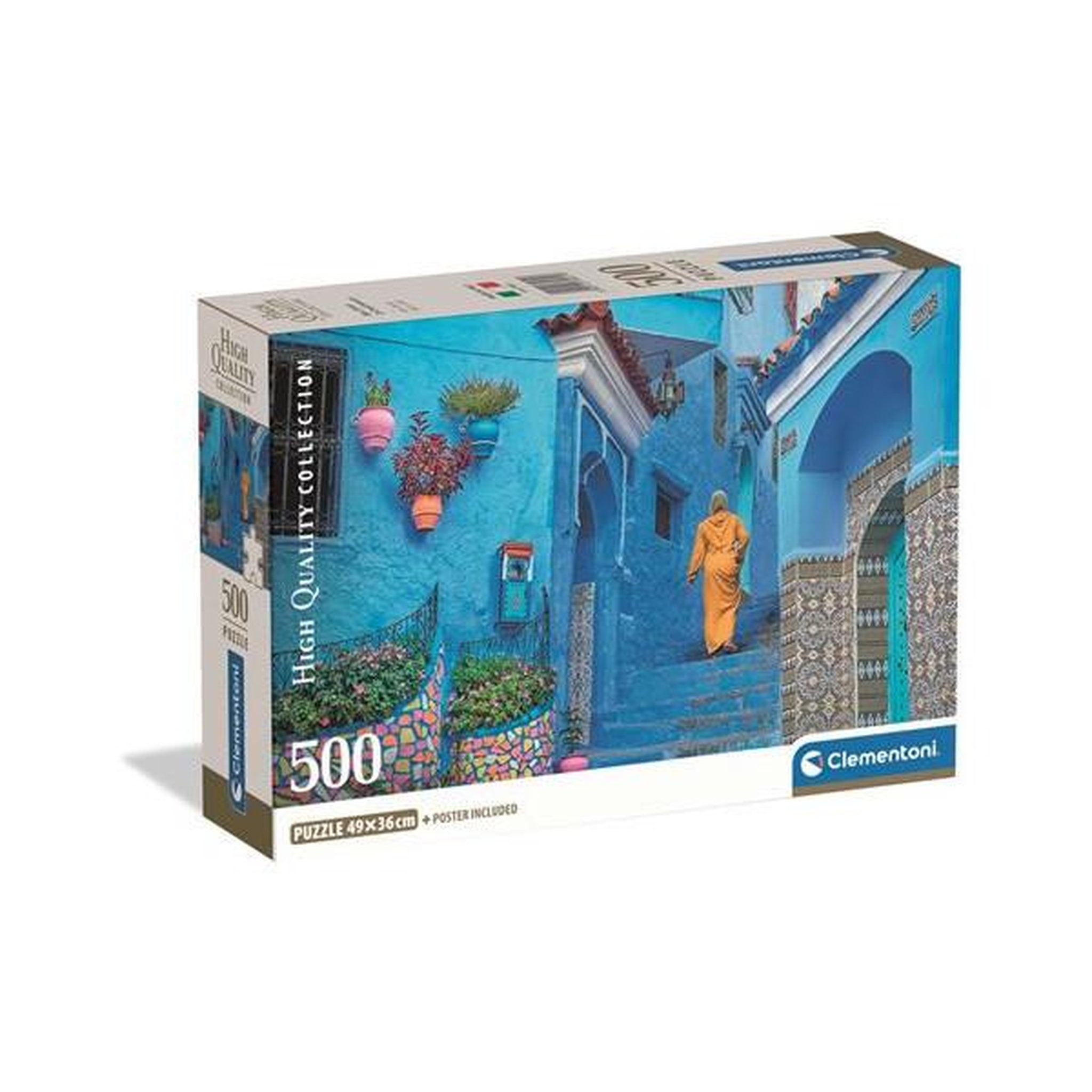 CLEMENTONI Puzzle compact 500 pièces Clementoni Blue Street of Chefchaouen