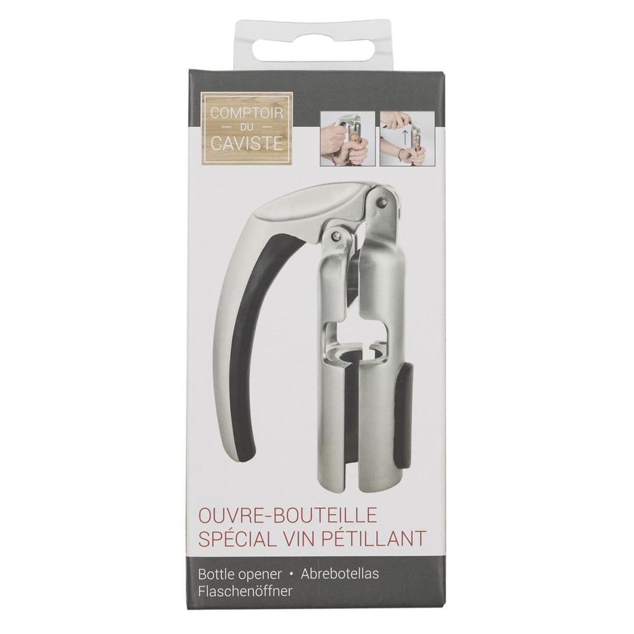 Voir la diapositive 4 : COOK CONCEPT Pince tire bouchon  vin pétillant  14cm argent