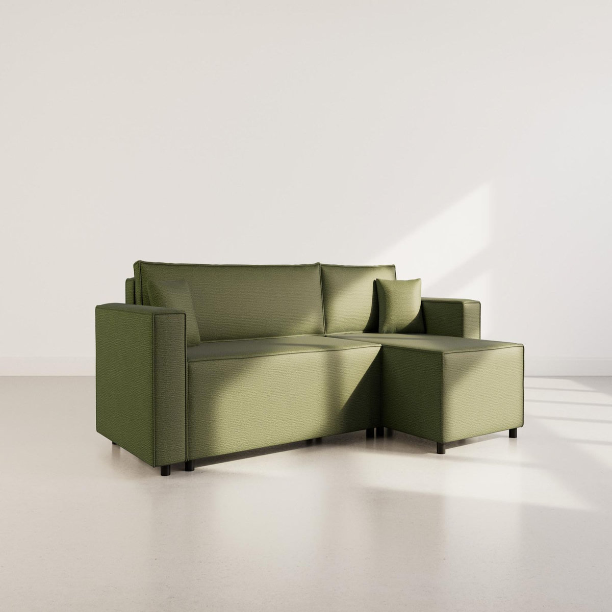 BEST MOBILIER Jonas - canapé d'angle réversible 4 places convertible avec coffre en tissu texturé