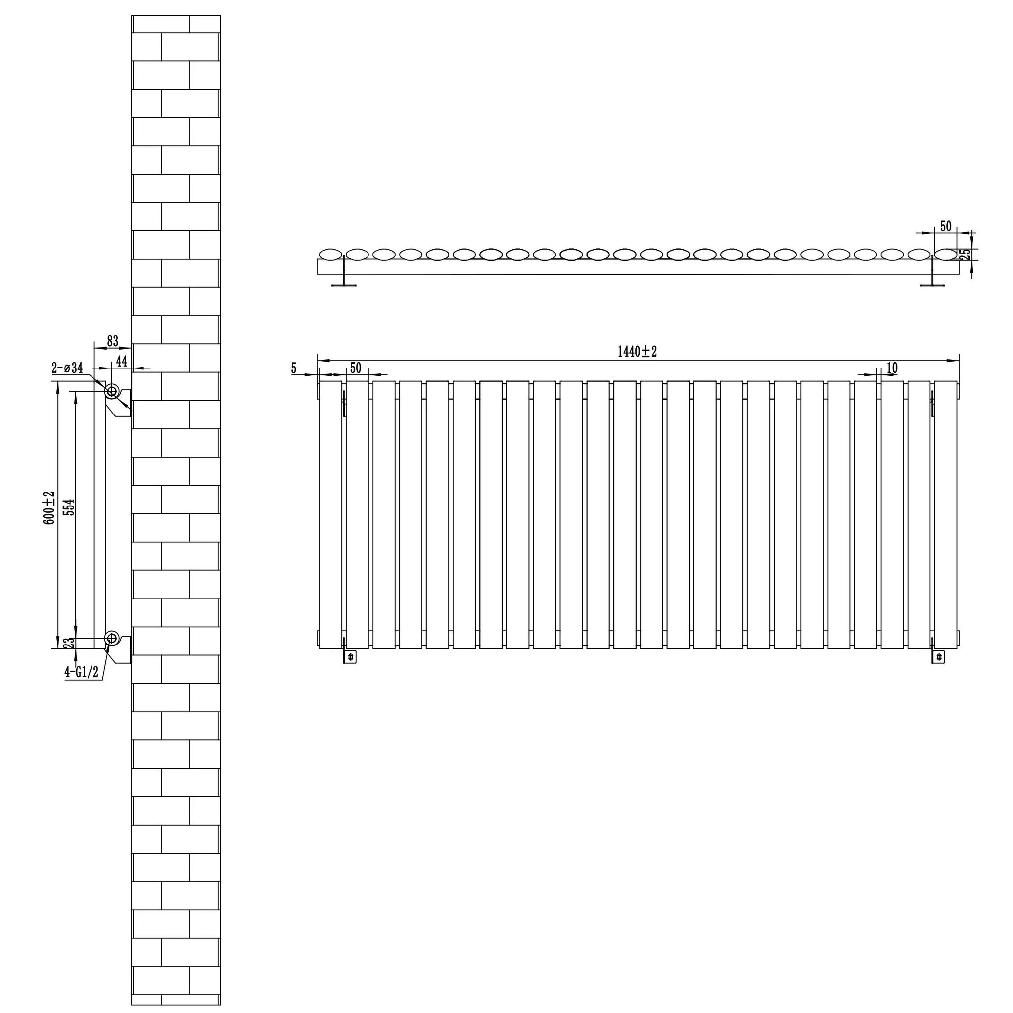 Voir la diapositive 5 : MONSTERSHOP Radiateur à colonnes ovales, 1 panneau - 600 x 1440 mm