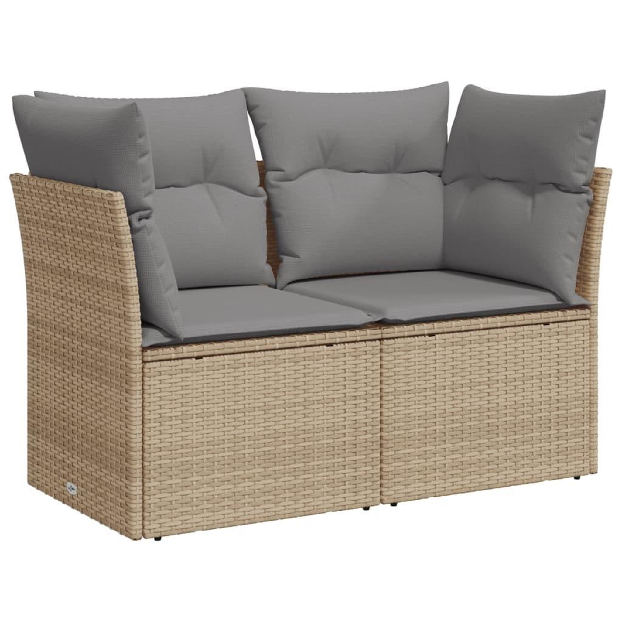 Voir la diapositive 2 : VIDAXL Canape de jardin avec coussins 2 places beige resine tressee