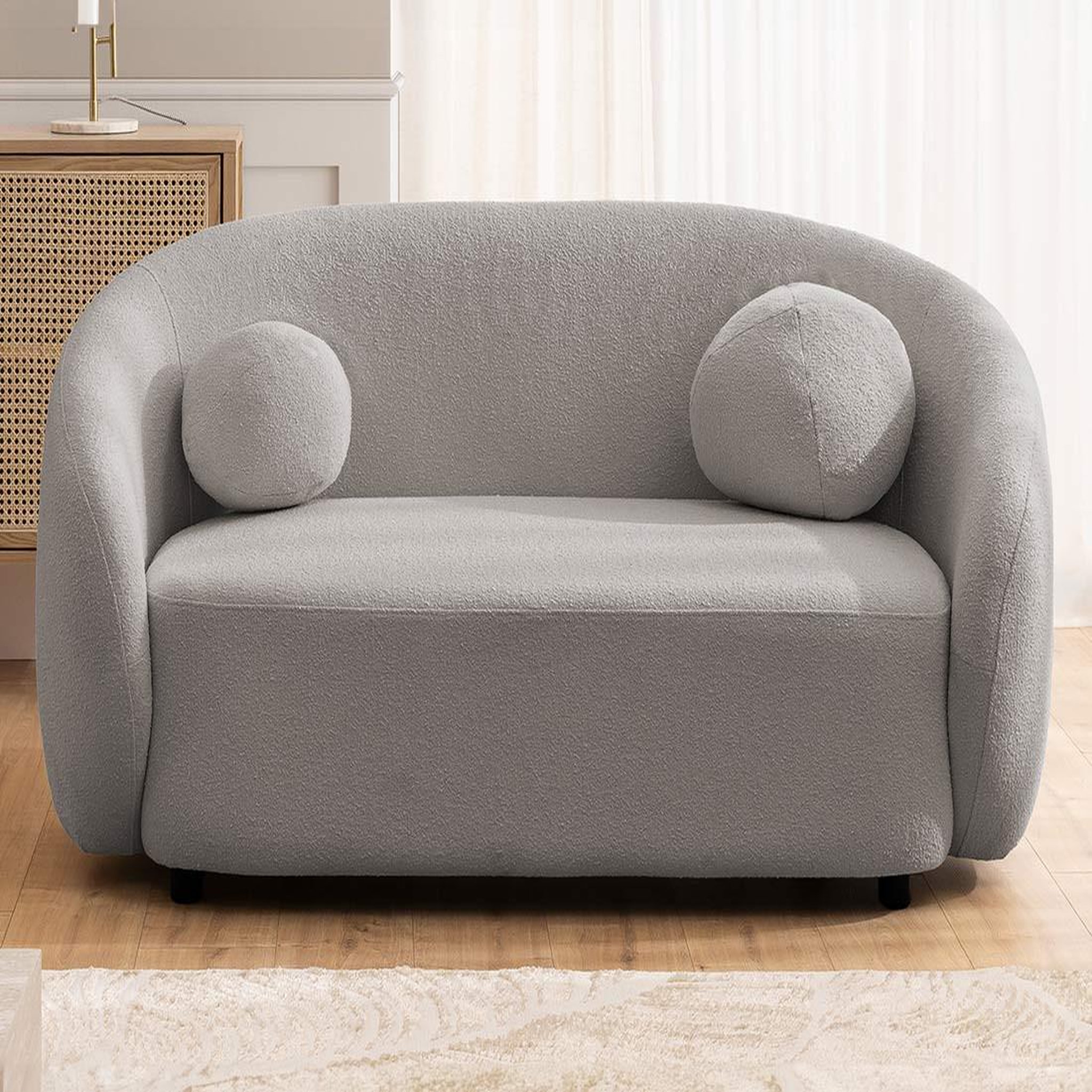 Voir la diapositive 5 : BEST MOBILIER Flore - canapé droit 2 places en tissu bouclette