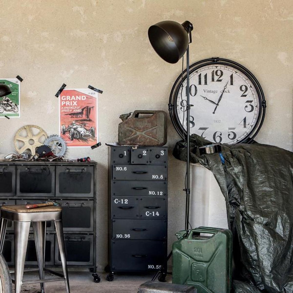 ATMOSPHERA Lampadaire Trépied en Métal  Vintage  175cm Noir