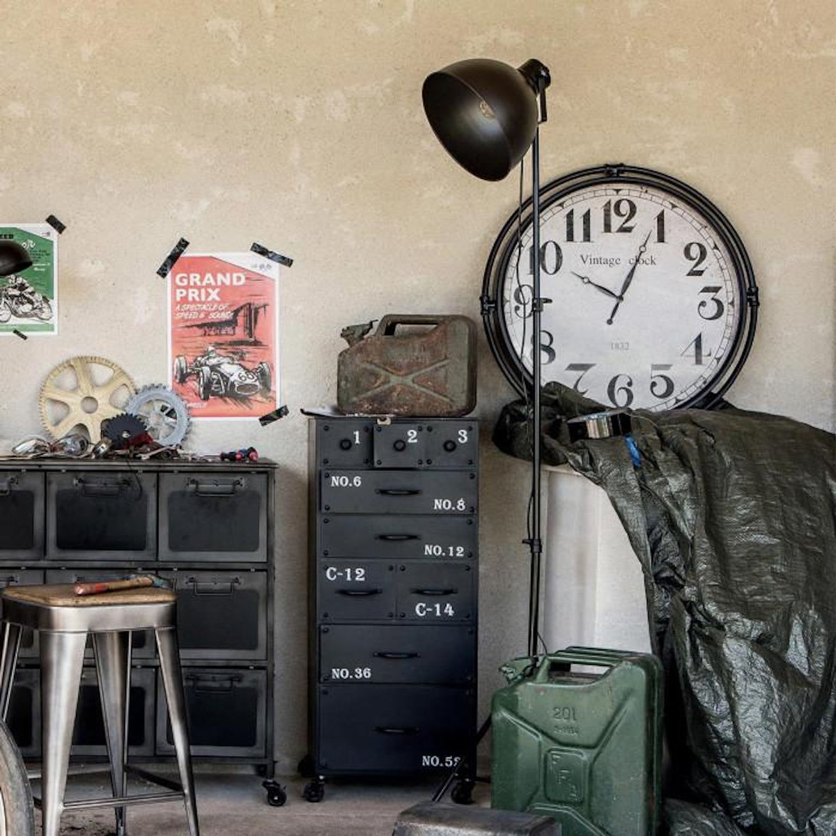 ATMOSPHERA Lampadaire Trépied en Métal  Vintage  175cm Noir