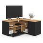 Voir la diapositive 4 : ID MARKET Meuble TV 90 x 90 cm d'angle BALTAZAR façon hêtre et noir