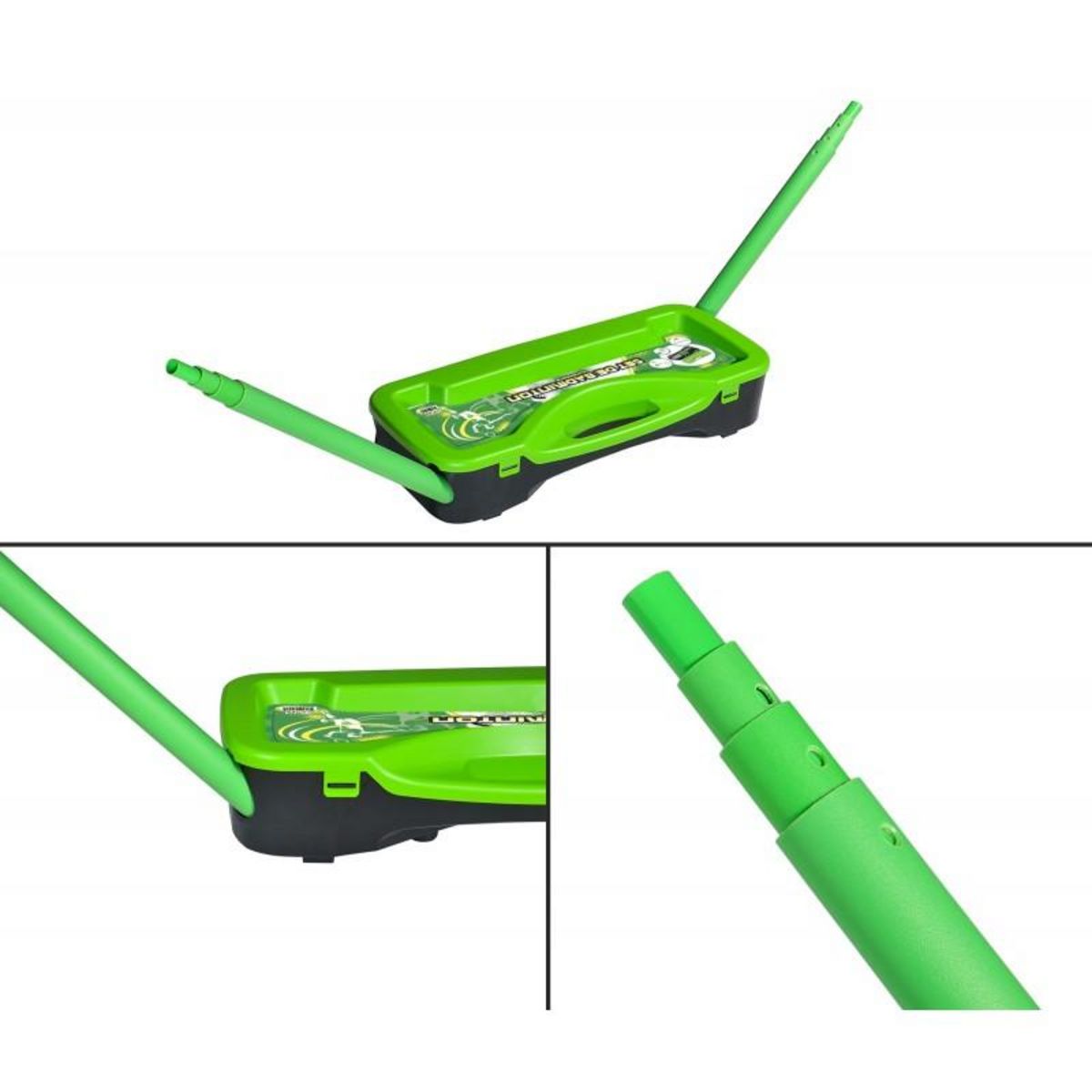 PLAY4FUN Set de Badminton complet avec filet 295 x 38 x 154 cm, raquettes, volants et étui de rangement