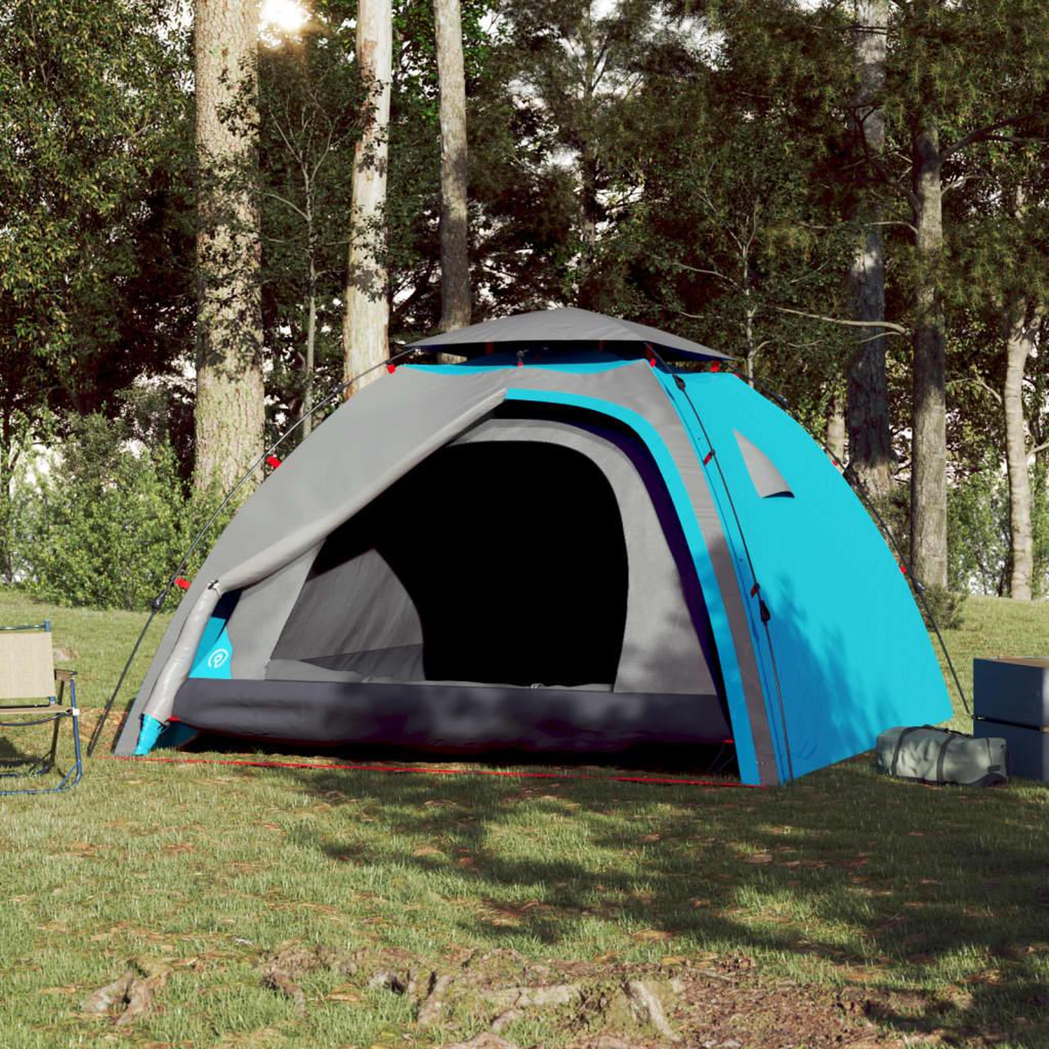 Voir la diapositive 3 : VIDAXL Tente de camping a dome 4 personnes bleu liberation rapide
