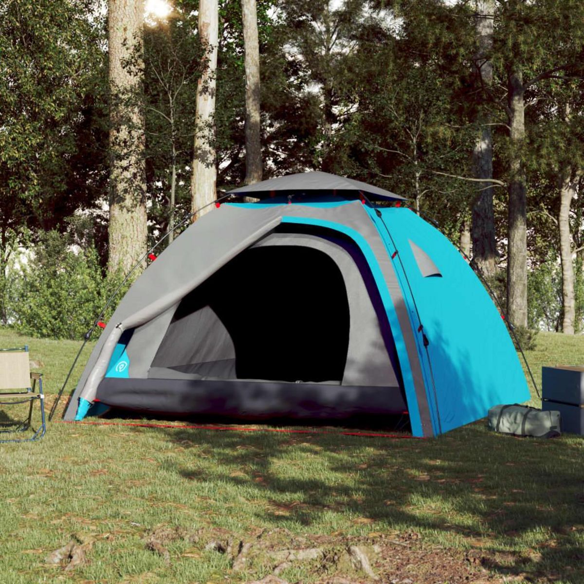 VIDAXL Tente de camping a dome 4 personnes bleu liberation rapide