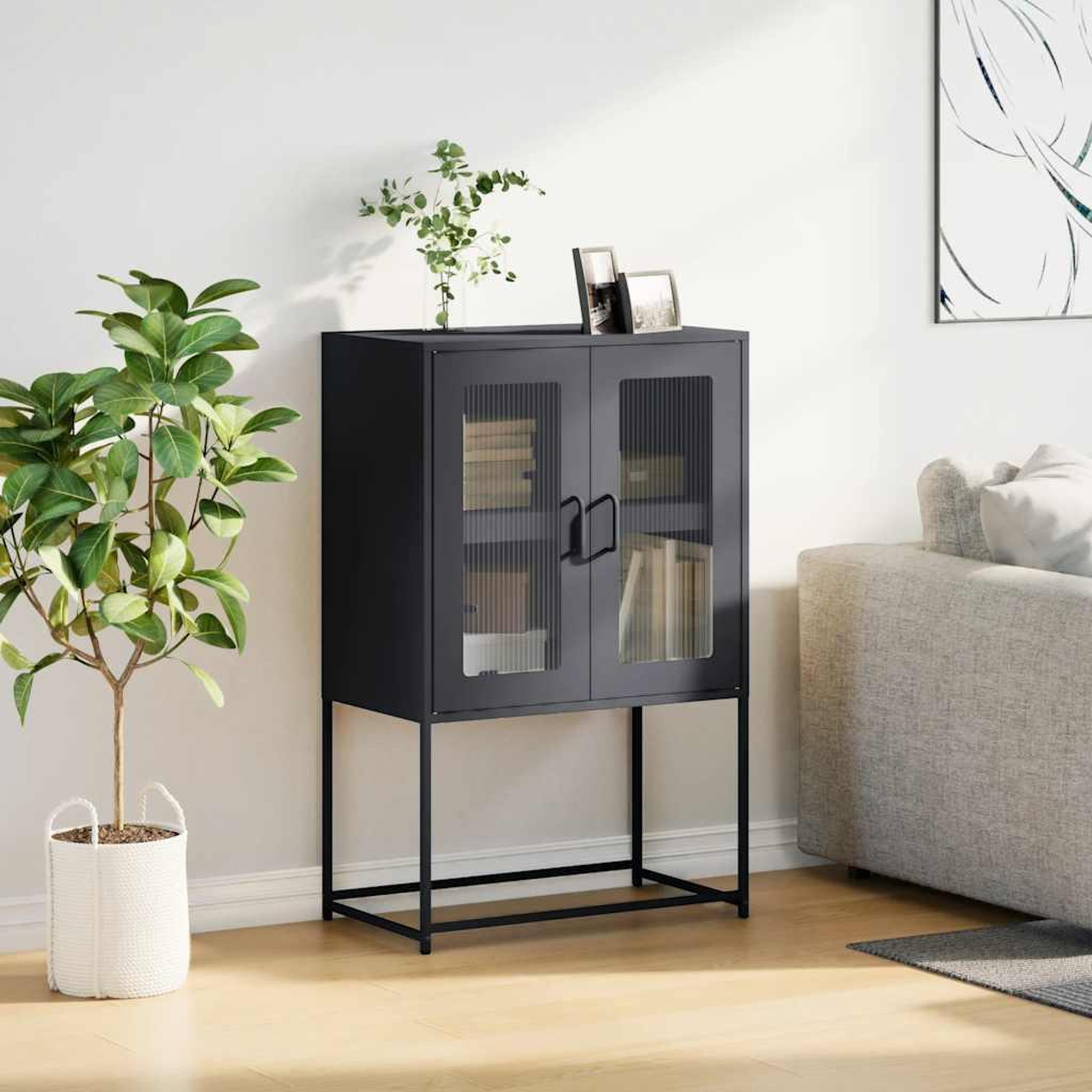 Voir la diapositive 3 : VIDAXL Buffet haut anthracite 68x39x107 cm acier
