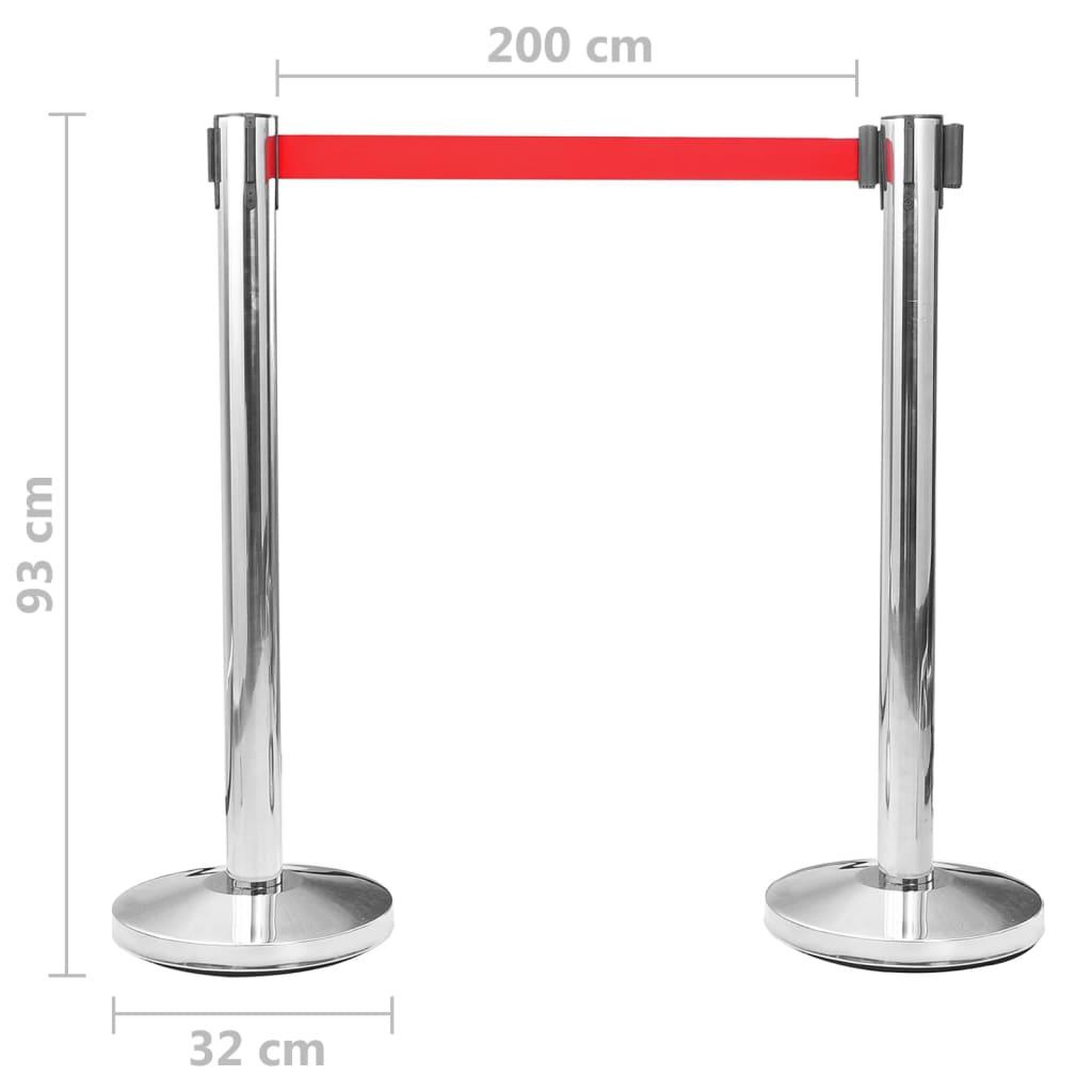 Voir la diapositive 6 : VIDAXL Colonnes avec bandes 4 pcs barriere d'aeroport inox argente