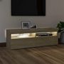 Voir la diapositive 3 : VIDAXL Meuble TV avec lumieres LED chene sonoma 120x35x40 cm