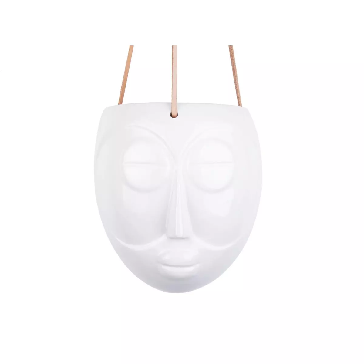 PRESENT TIME Cache-pot design suspendu Mask - H. 21 cm - Blanc