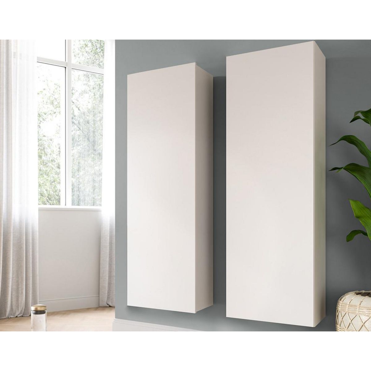 BEST MOBILIER Ethan - 2 armoires murales - blanc - 110 cm