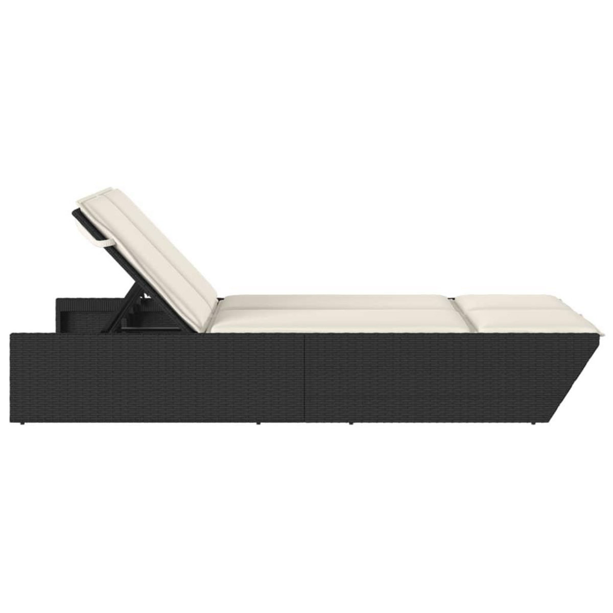 VIDAXL Chaise longue double avec coussins noir resine tressee