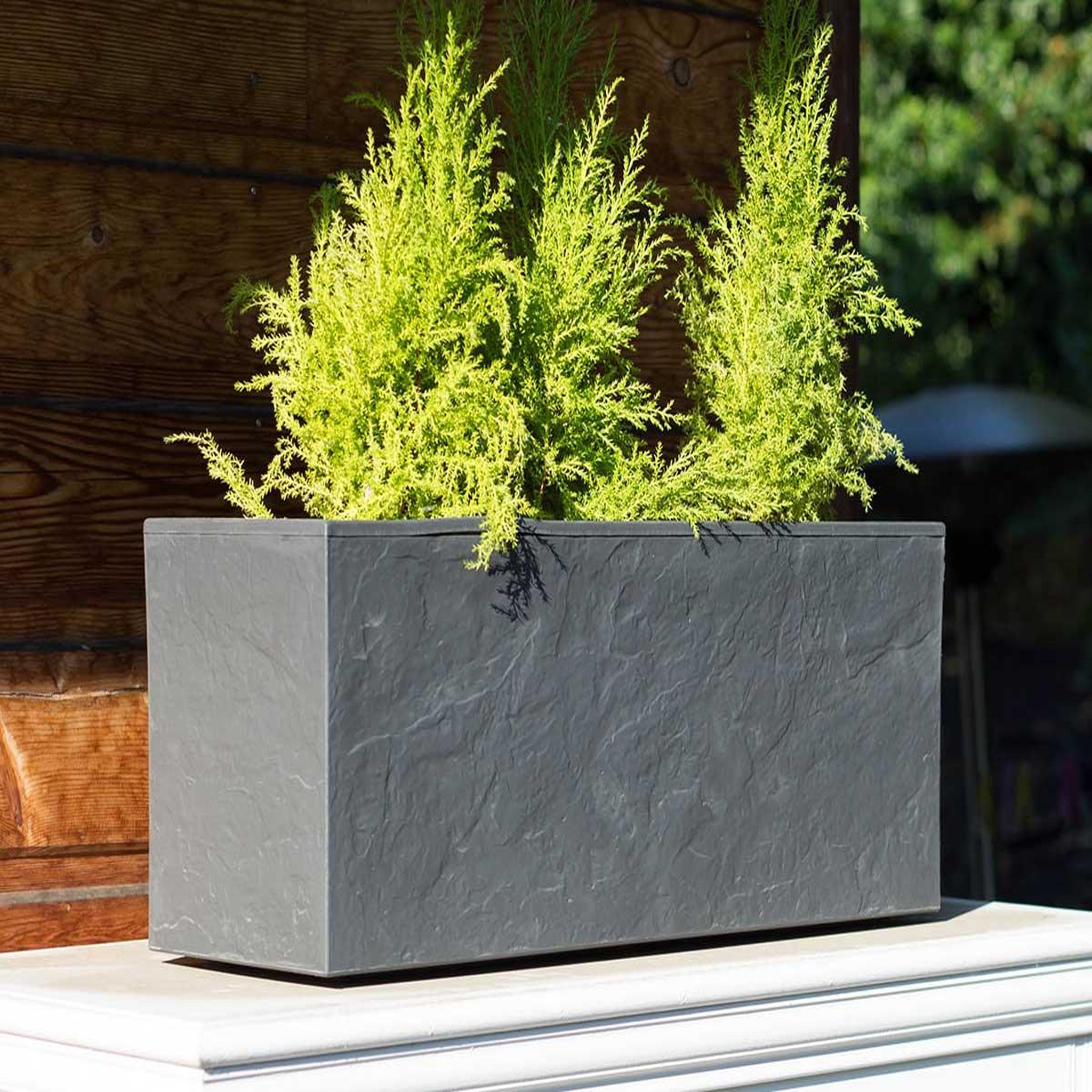 Voir la diapositive 2 : Eda Balconnière rectangulaire Volcania Up effet pierre 25 L Gris Galet - Eda