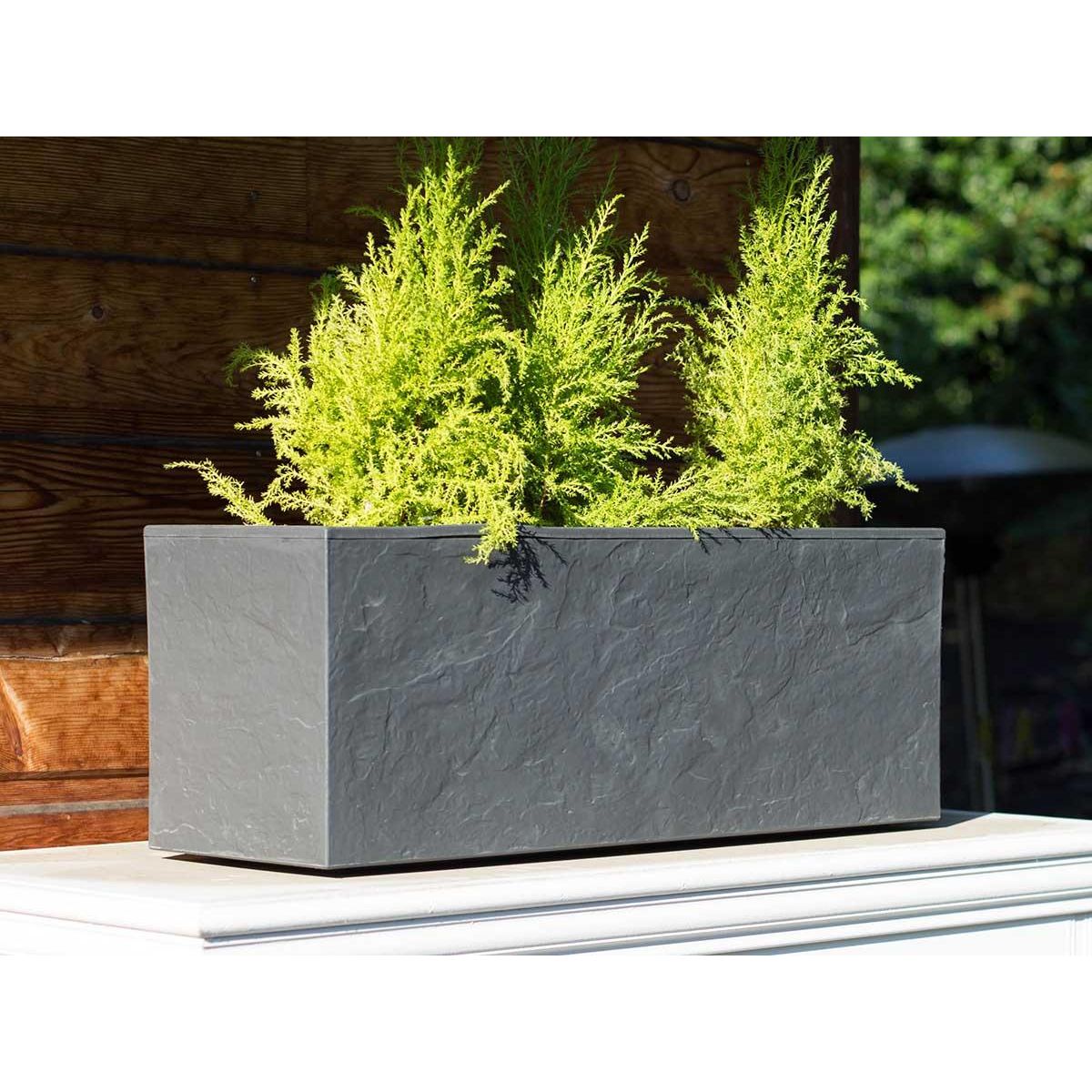 Eda Balconnière rectangulaire Volcania Up effet pierre 25 L Gris Galet - Eda