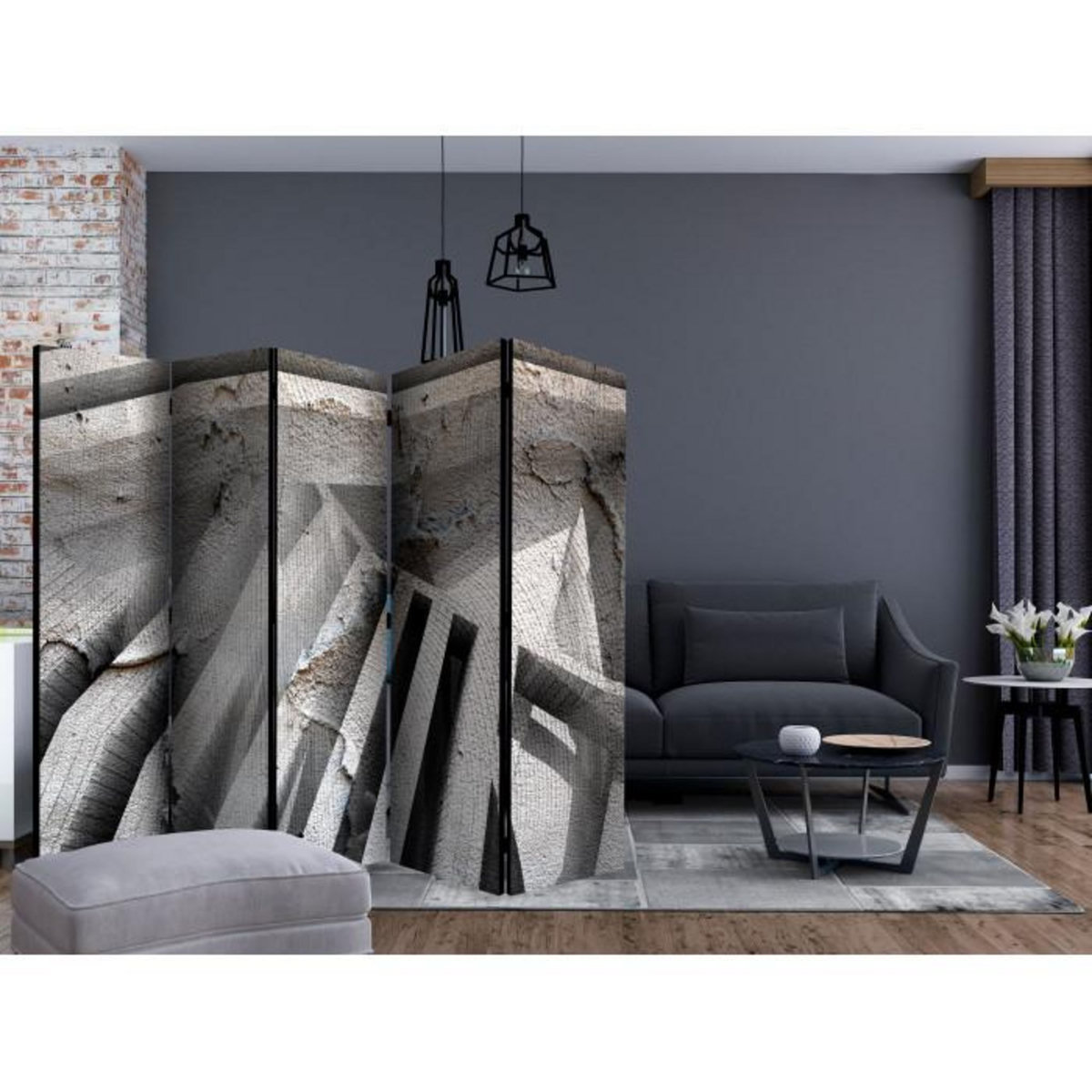 Paris Prix Paravent 5 Volets  Beton 3D  172x225cm