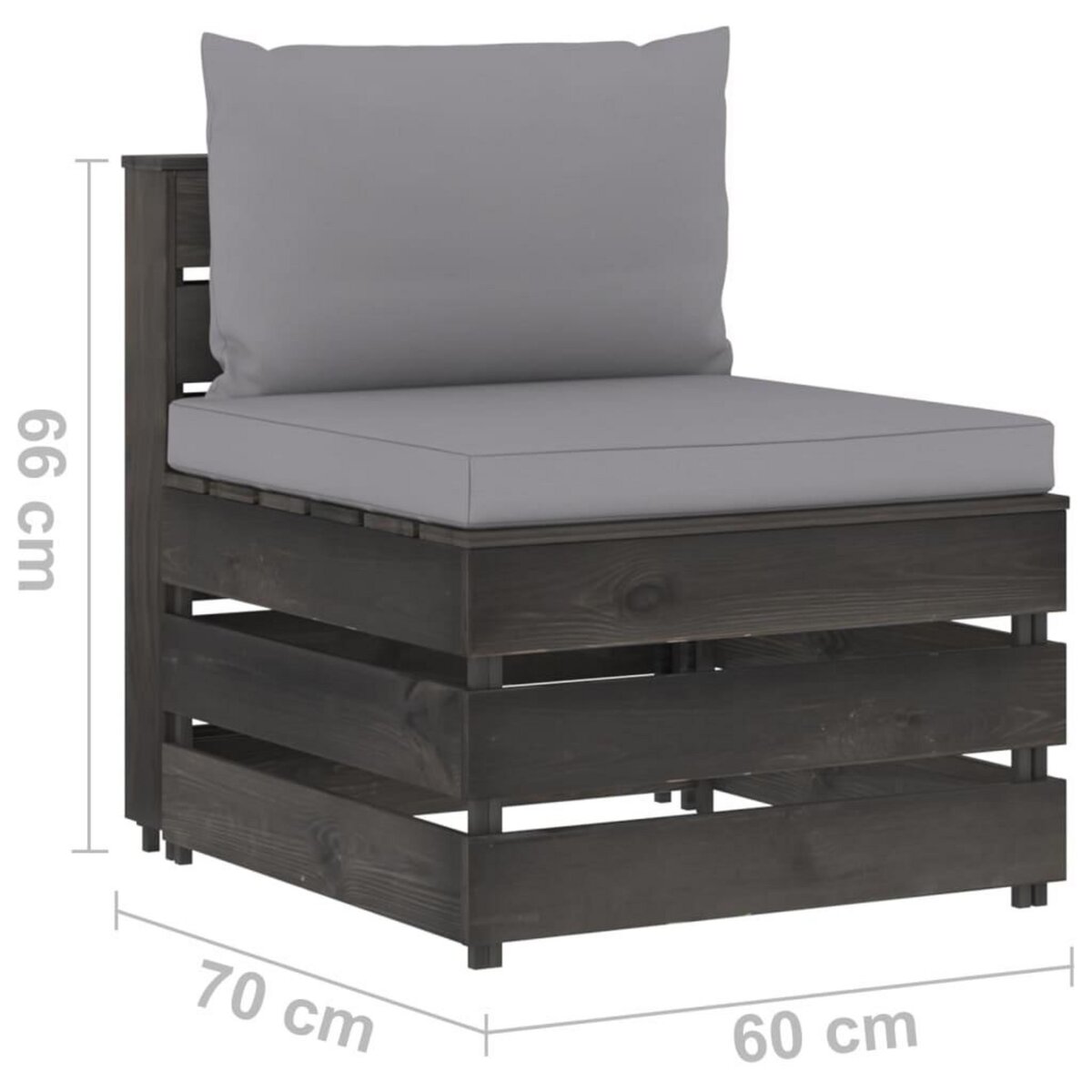 VIDAXL Canape central sectionnel avec coussins Bois impregne de gris