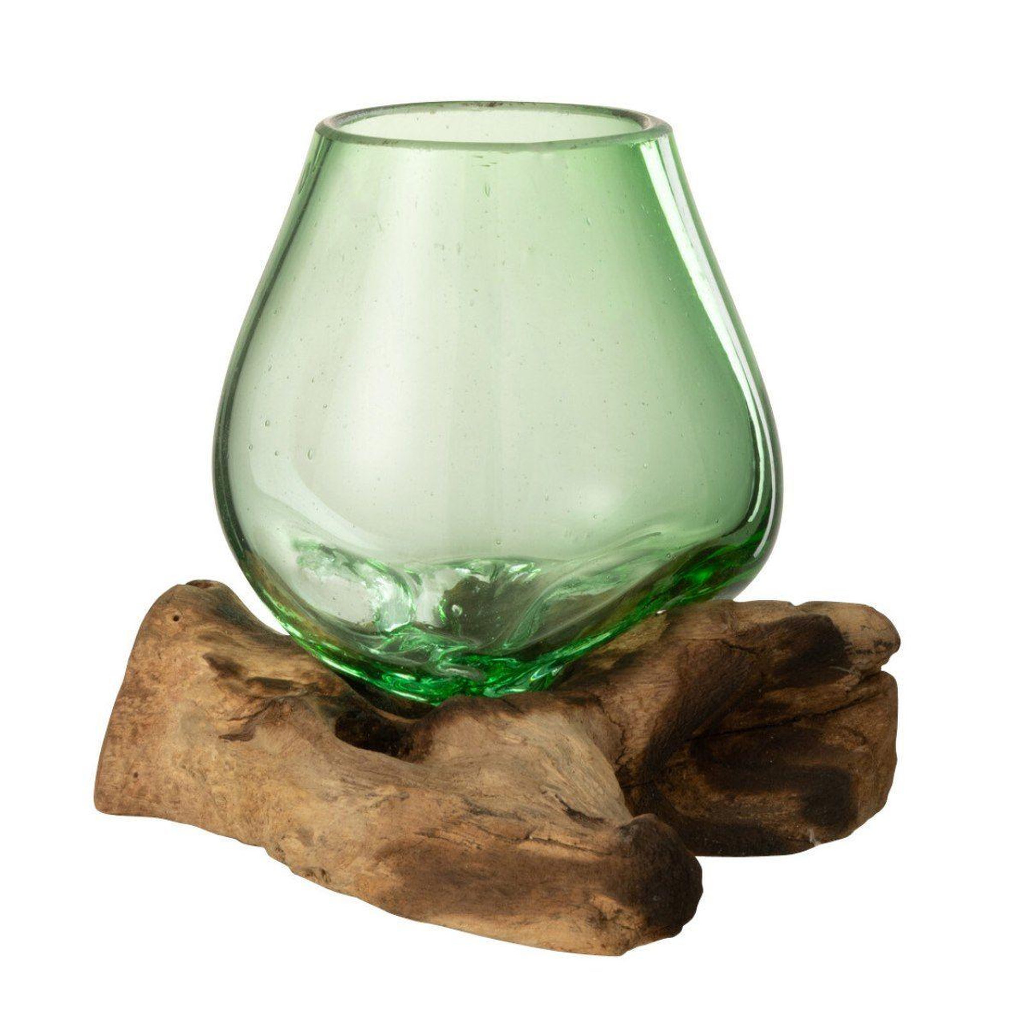 Voir la diapositive 1 : J-LINE Vase en Verre sur Racine  Gamal  17cm Vert