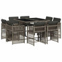 Voir la diapositive 2 : VIDAXL Ensemble a manger de jardin 9 pcs coussins gris resine tressee