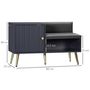 Voir la diapositive 3 : HOMCOM Meuble chaussures banc à chaussures style art déco placard niche banquette assise dossier PU acier doré panneaux gris