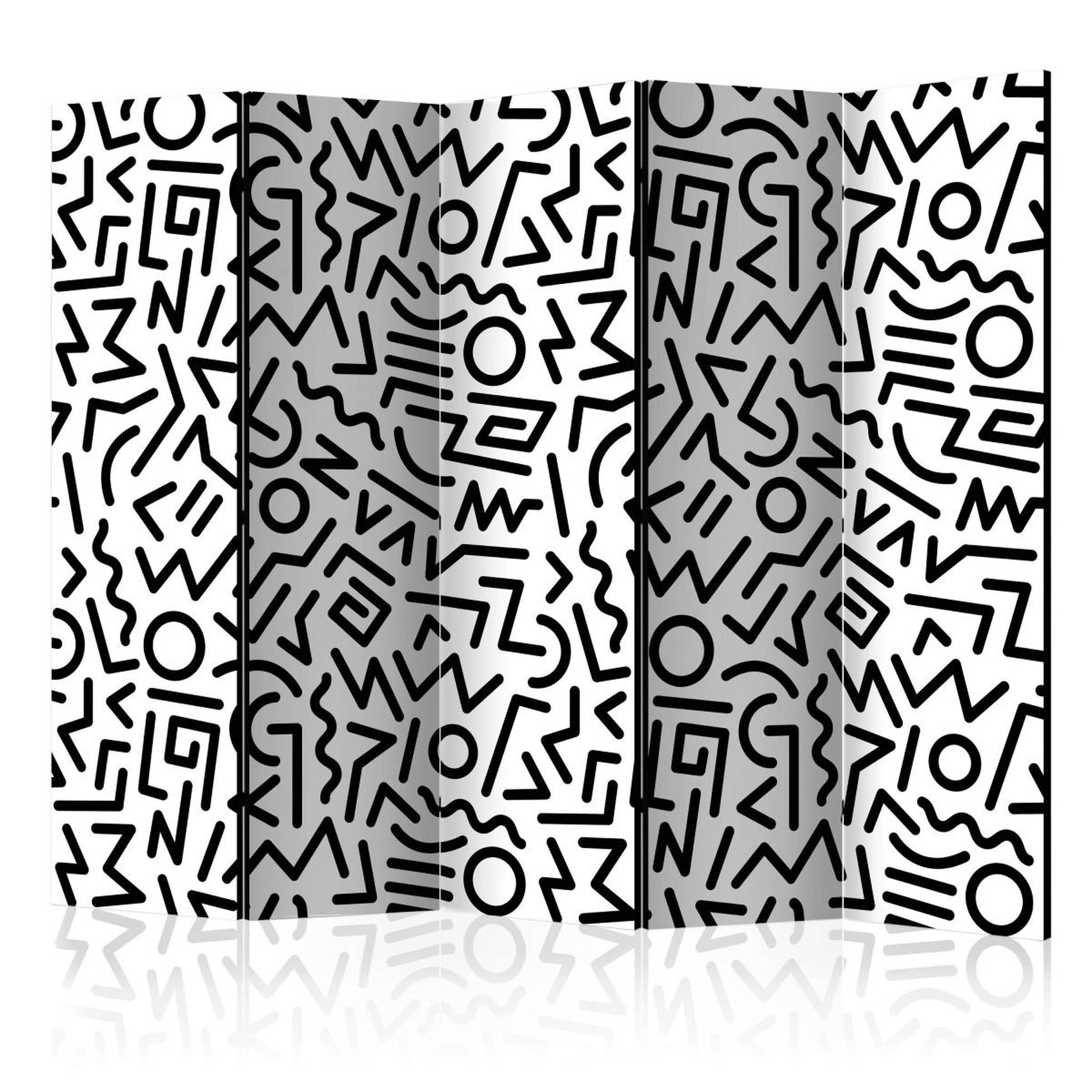 Paris Prix Paravent 5 volets  black & white maze  172x225cm