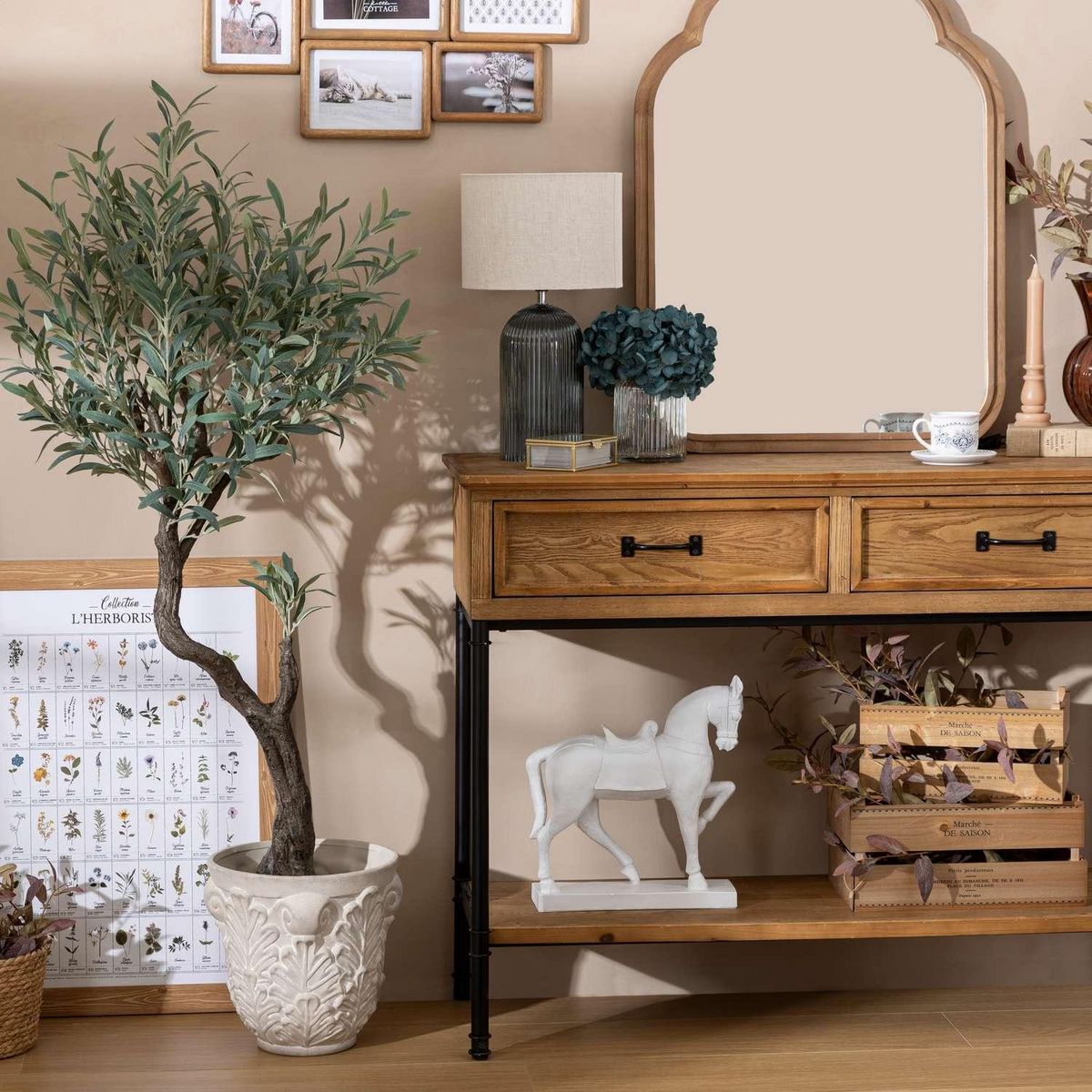 ATMOSPHERA Lampe cylindre en verre - H. 42,5 cm - Bleu