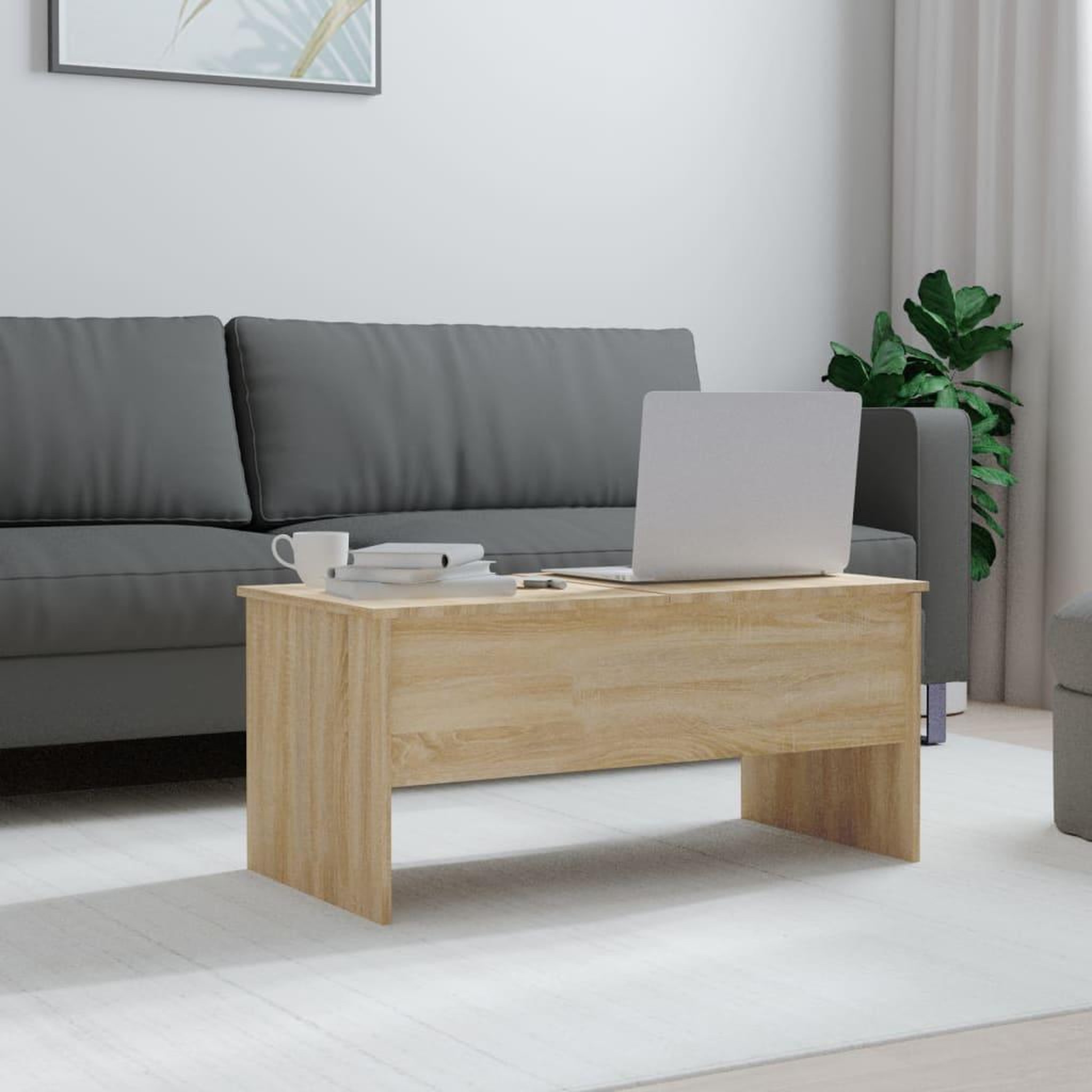 Voir la diapositive 3 : VIDAXL Table basse chene sonoma 102x50,5x46,5 cm bois d'ingenierie