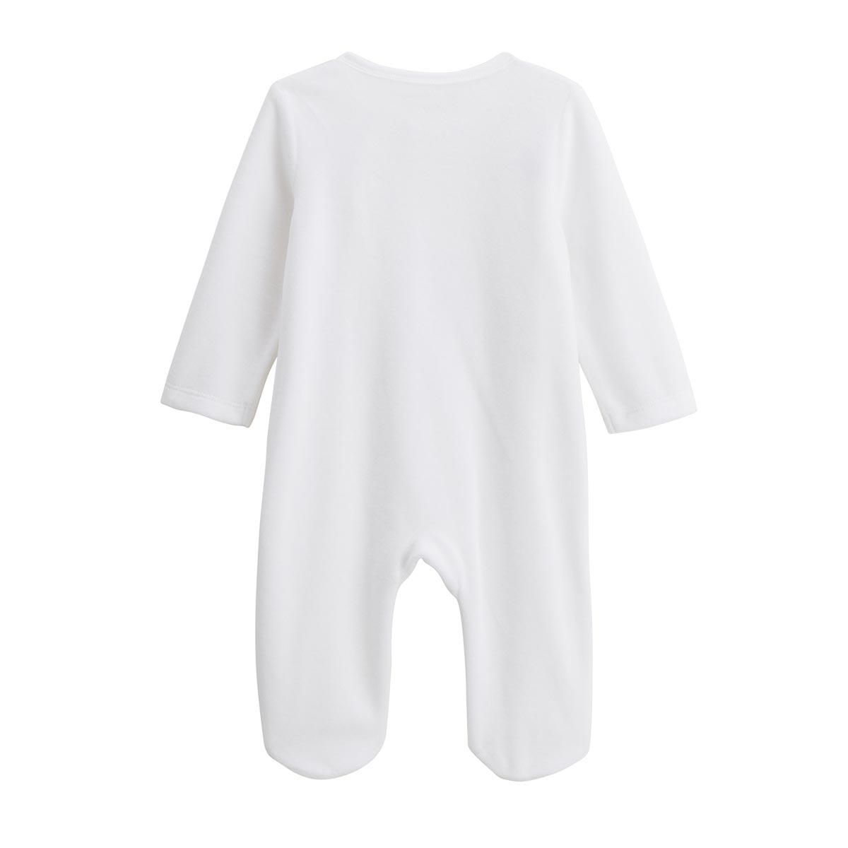 Petit Béguin Lot de 2 pyjamas bébé en velours ouverture zippée Perle