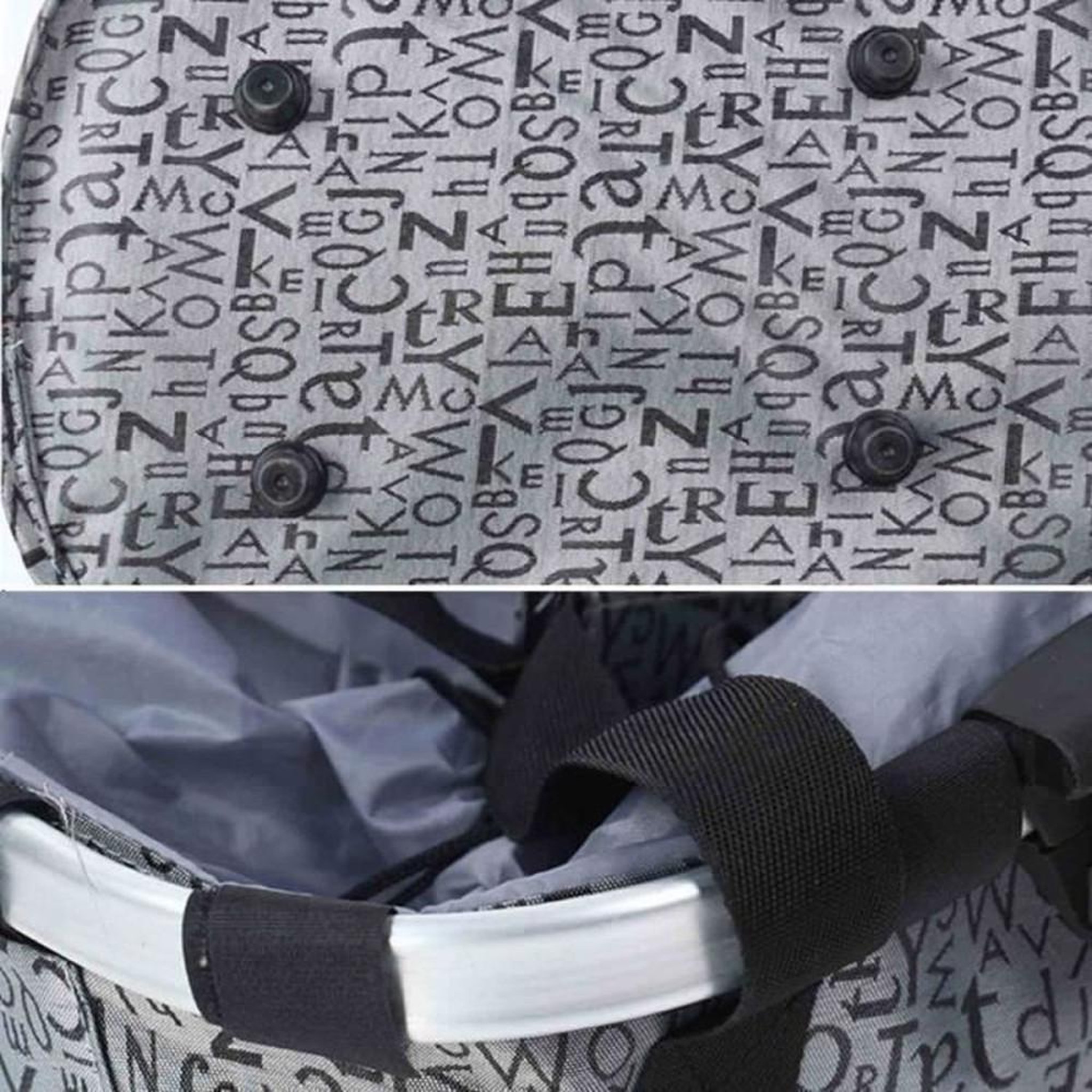 Voir la diapositive 2 : Panier de vélo pliant imperméable gris, fixation avant, poche zippée, aluminium et polyester 600D, 29 x 31 cm, capacité jusqu'à 5 kg