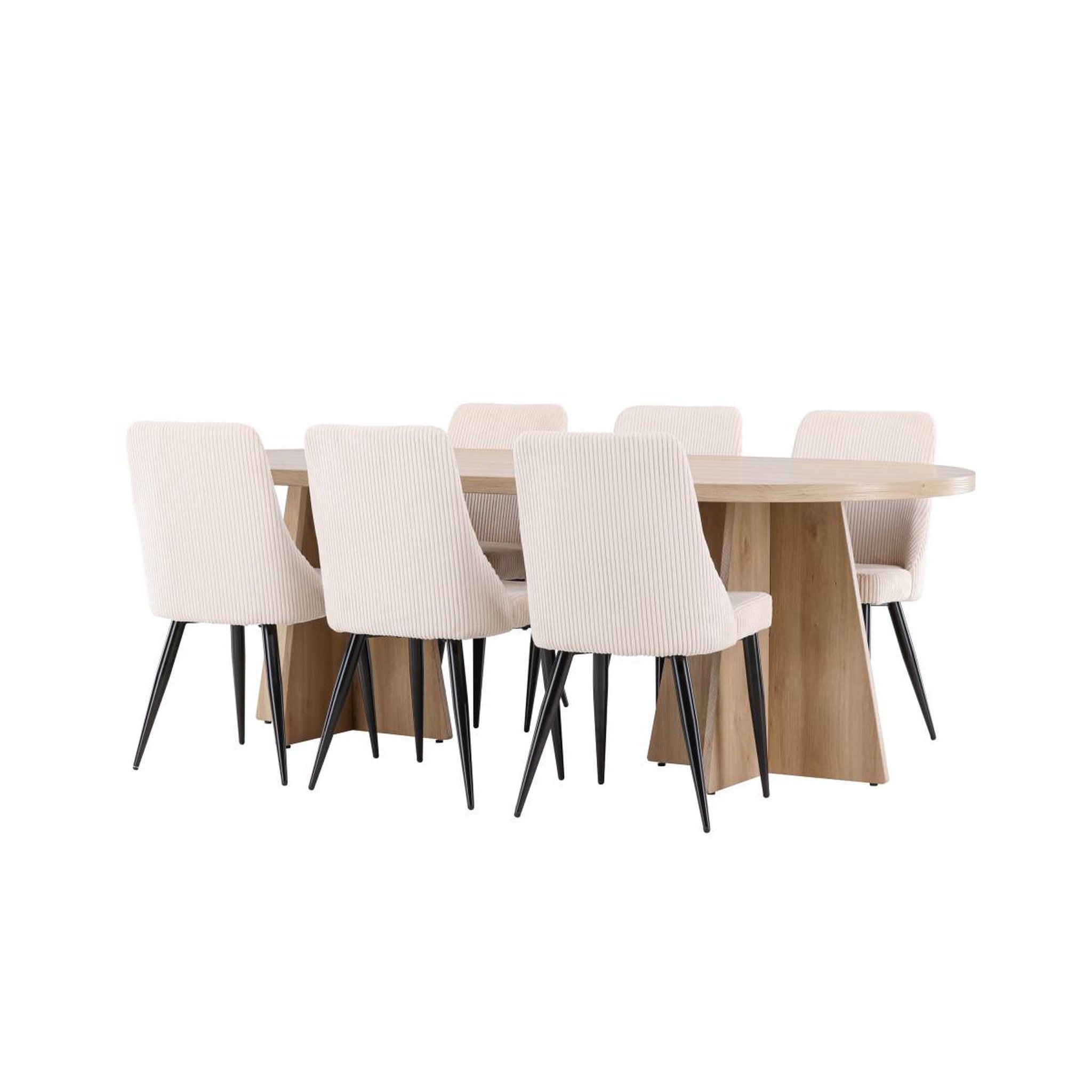 Voir la diapositive 3 : Paris Prix Ensemble table à manger & 6 chaises  bootcut & leone  230cm naturel & beige